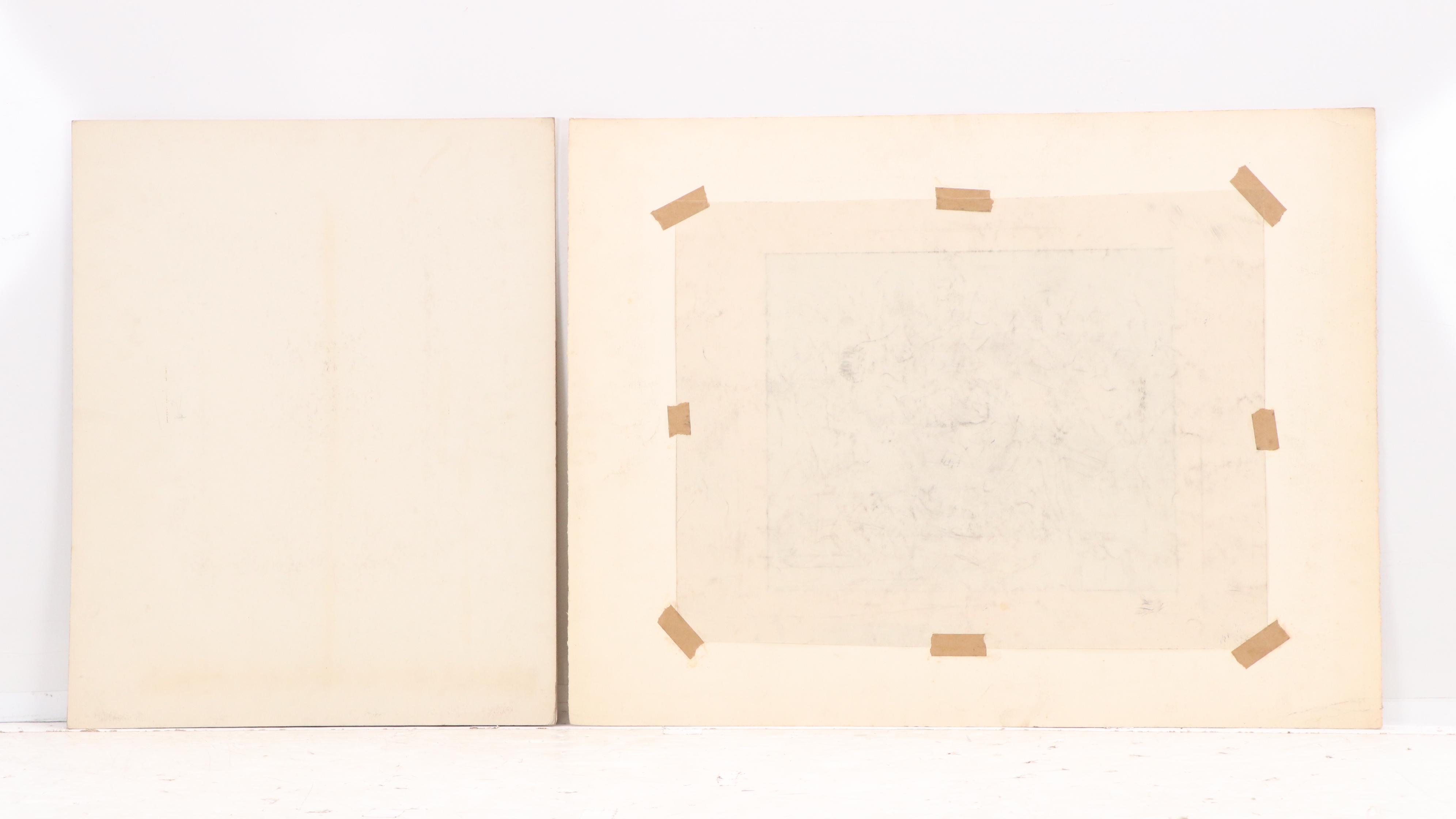 Harvey Shepard Charcoal Drawing of Subway Scene and Other Ink Drawing, 1936