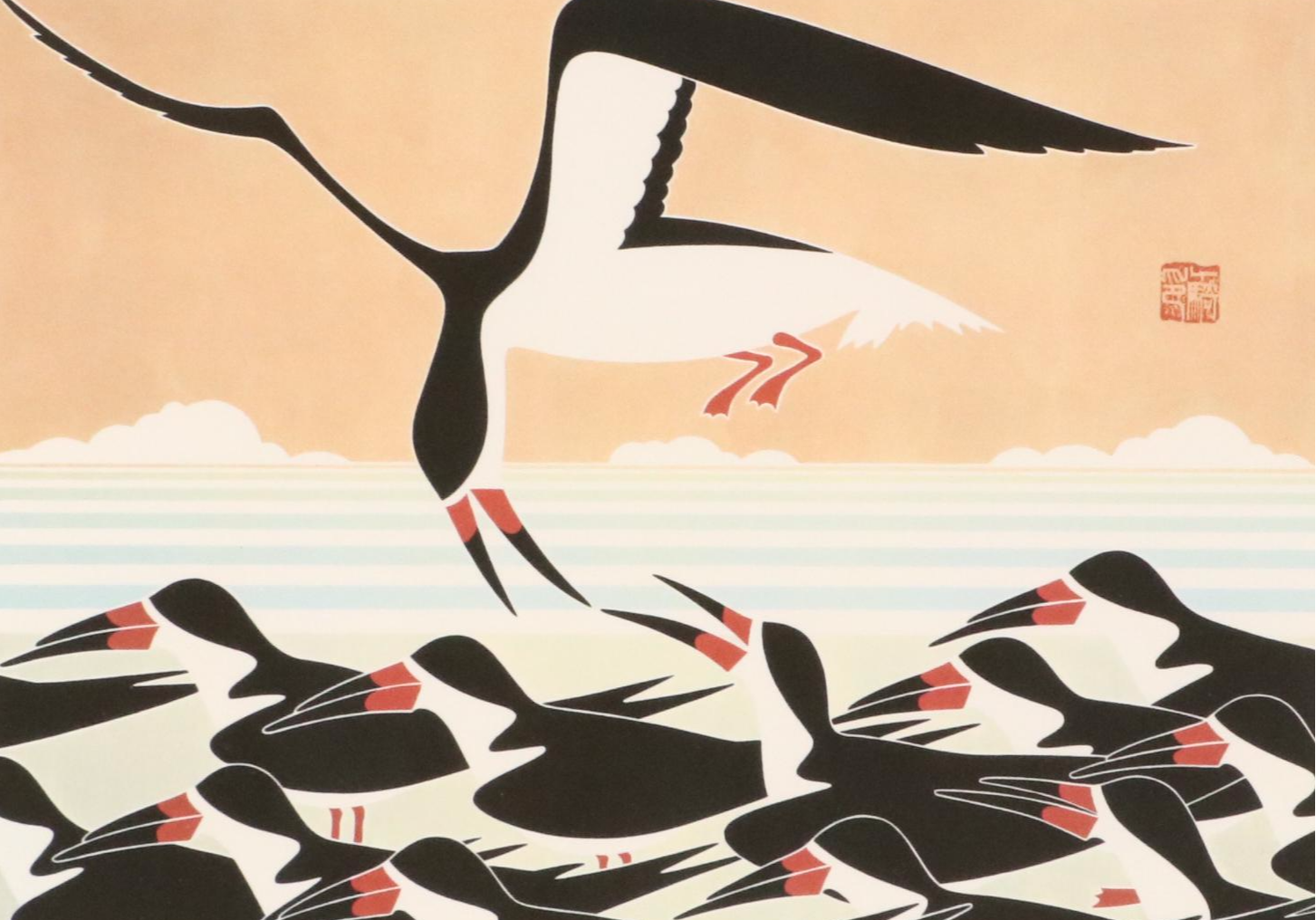 Ikki Matsumoto Offset Lithograph "Skimming the Whitecaps," Circa 1980