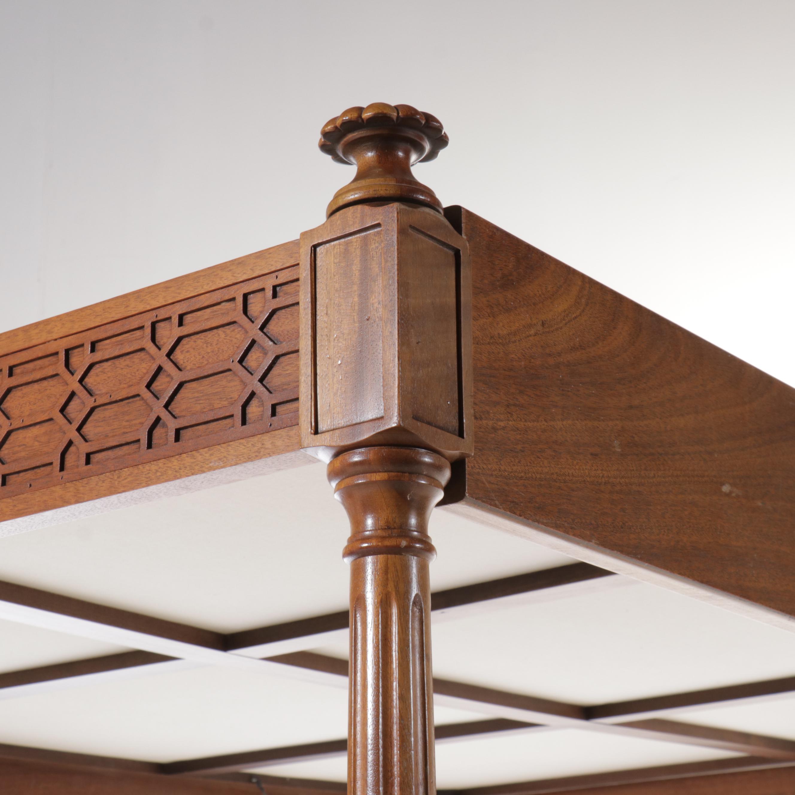 Georgian Style Mahogany Queen Size Four-Poster Canopy Bed Frame