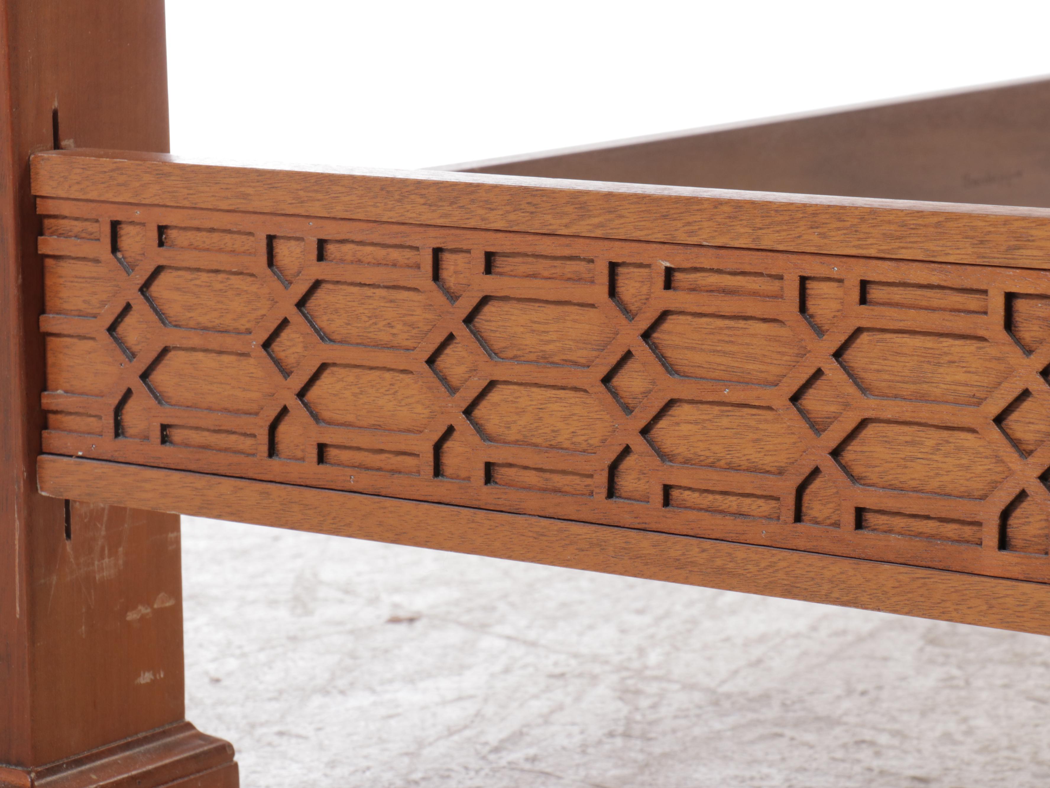 Georgian Style Mahogany Queen Size Four-Poster Canopy Bed Frame