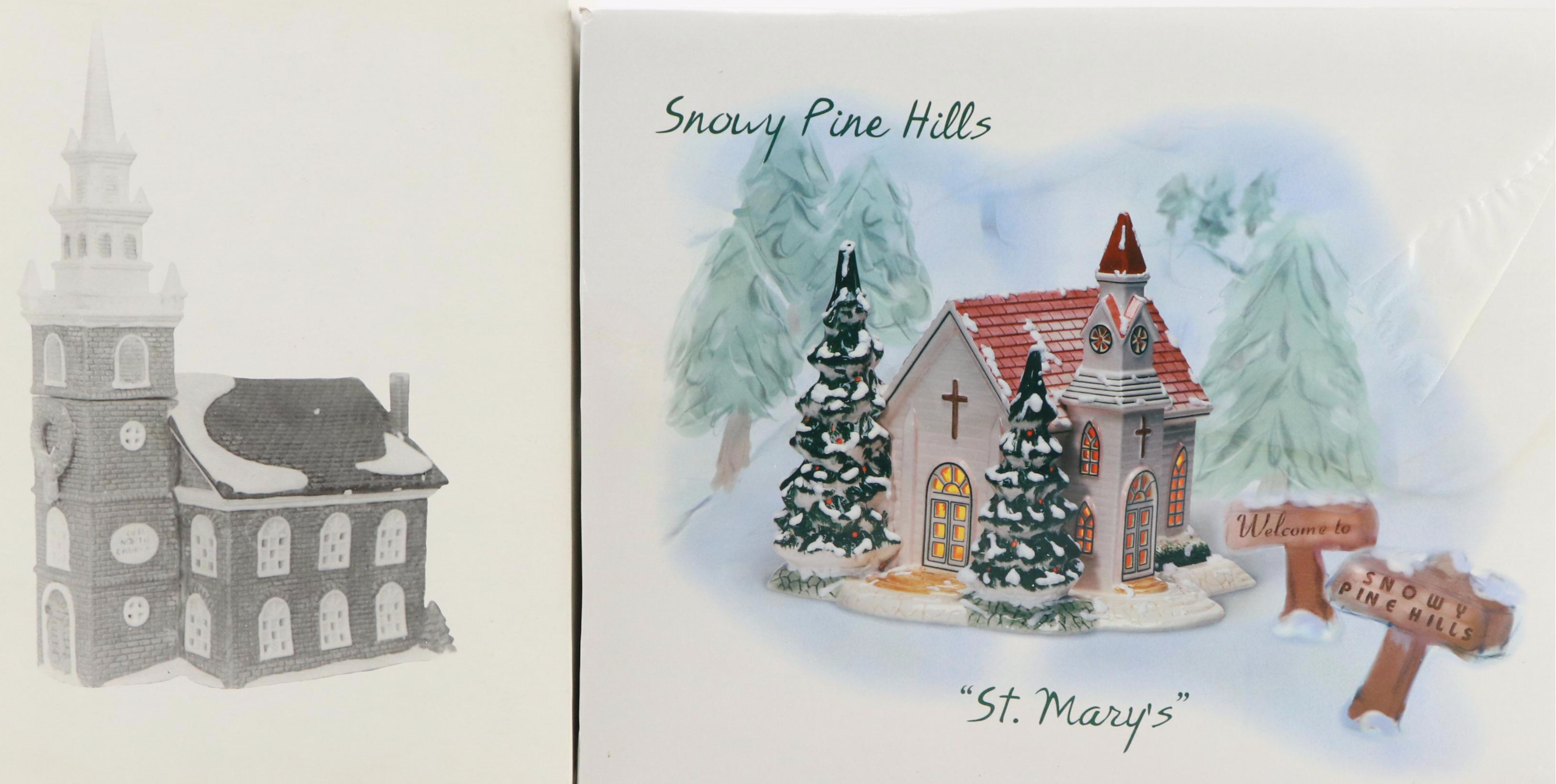 Department 56 Little Town of Bethlehem with Other Porcelain Churches