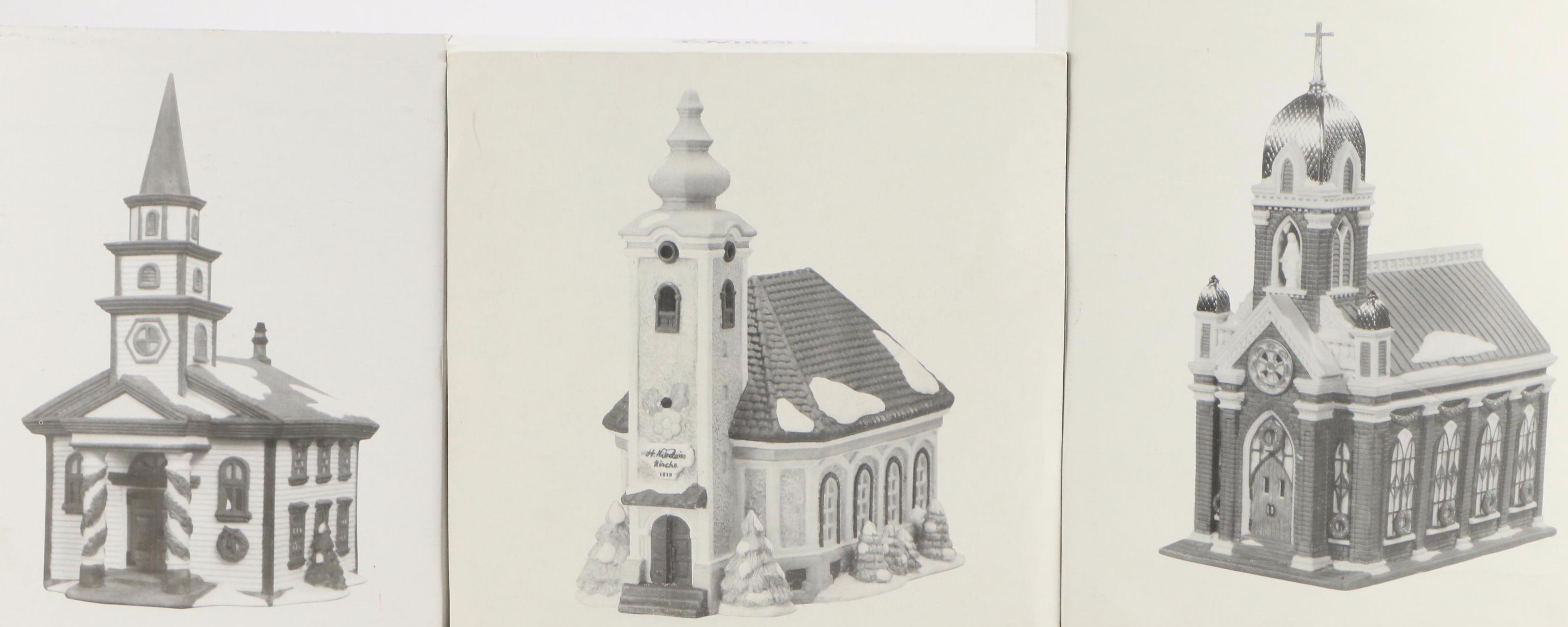 Department 56 Little Town of Bethlehem with Other Porcelain Churches