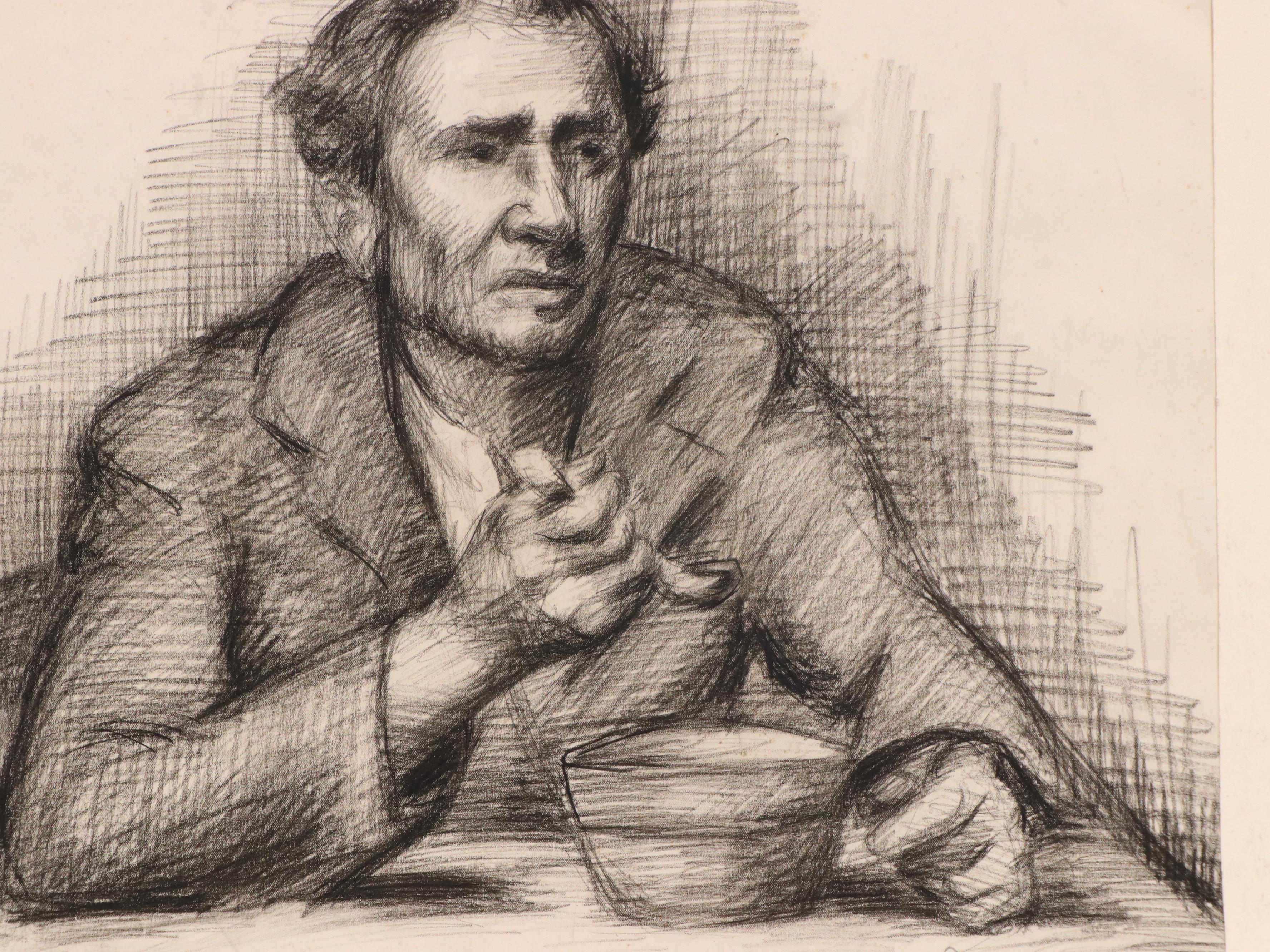 Harvey Shepard Charcoal Portrait of Man Eating and Other Nude Drawings, 1936