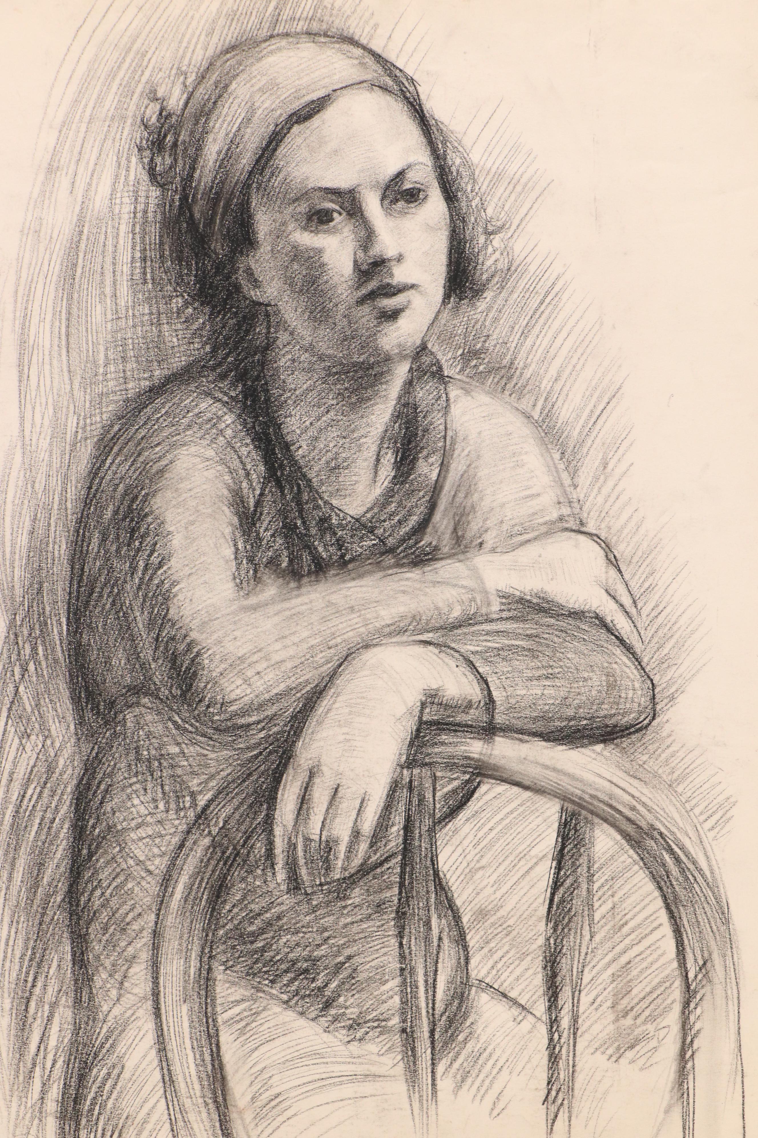 Harvey Shepard Charcoal Portrait of Man Eating and Other Nude Drawings, 1936