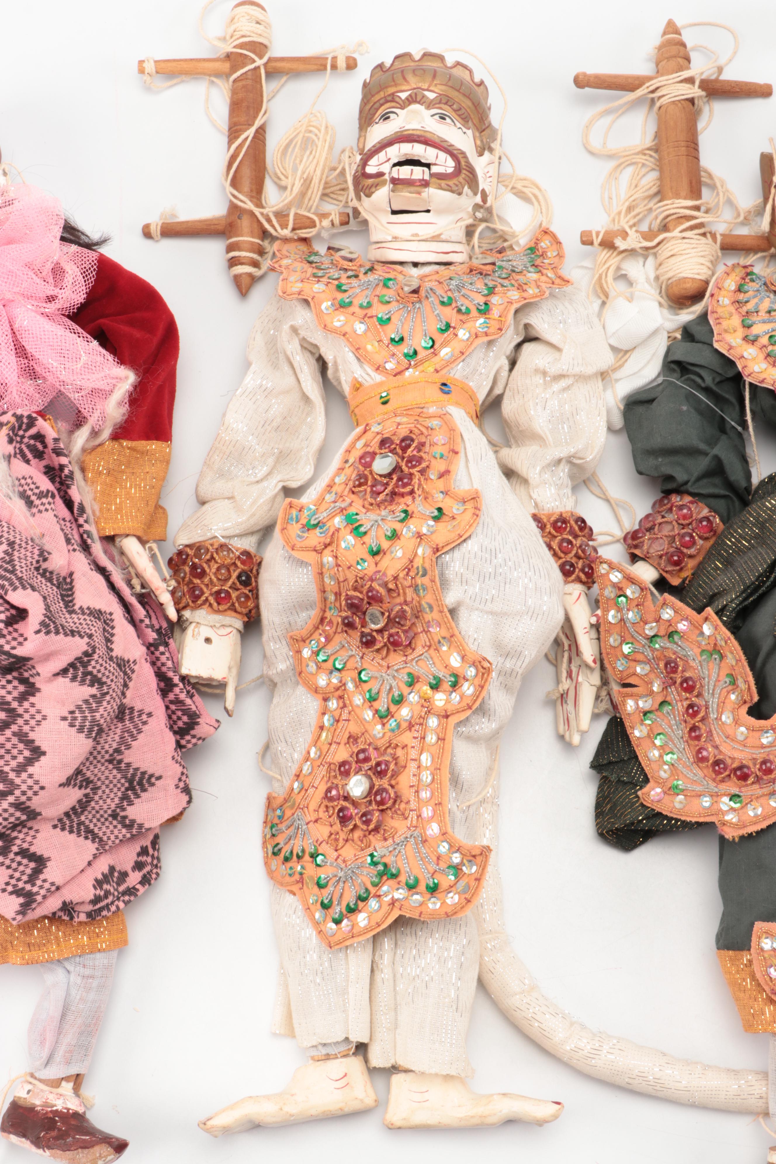 Southeast Asian Carved Wood Marionettes