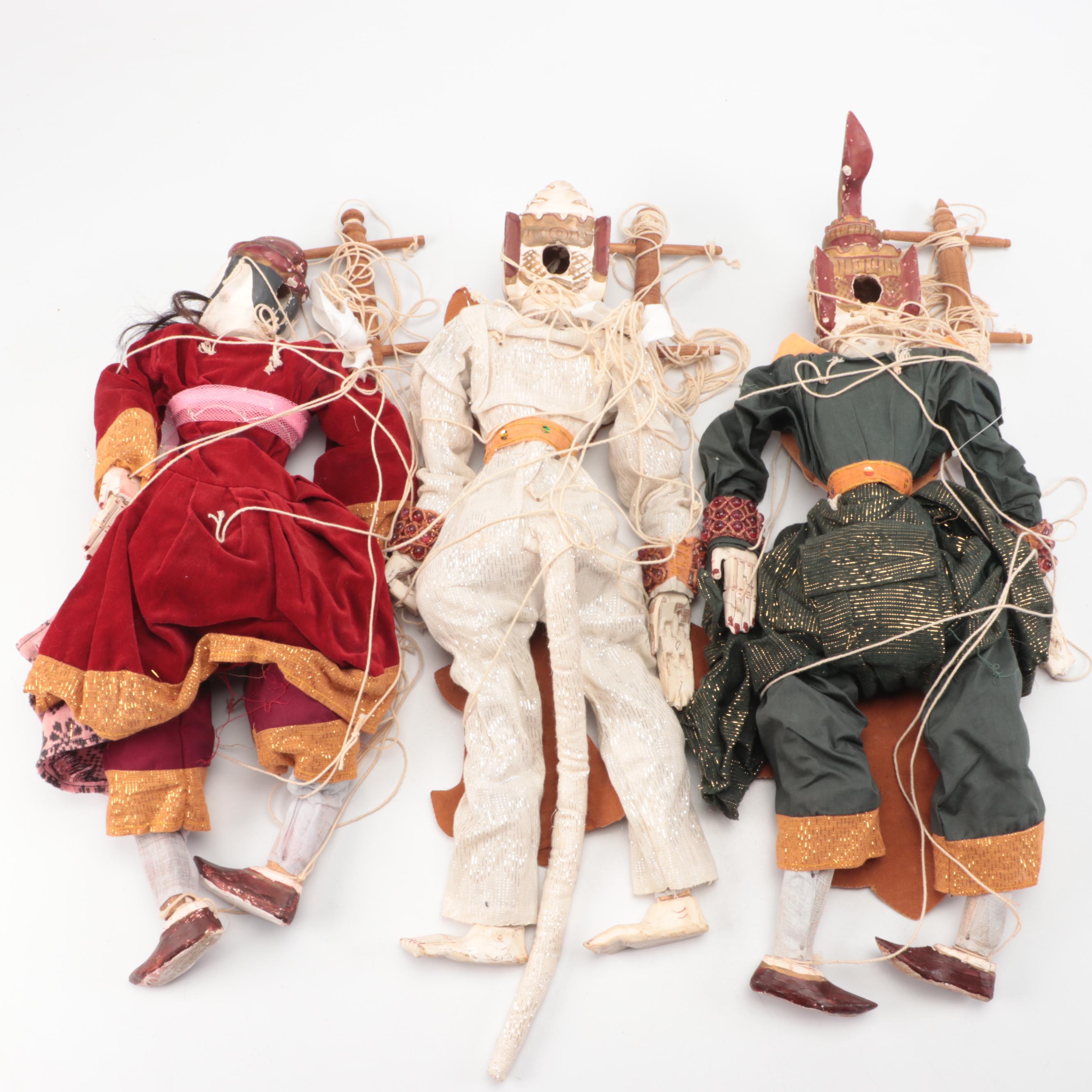 Southeast Asian Carved Wood Marionettes