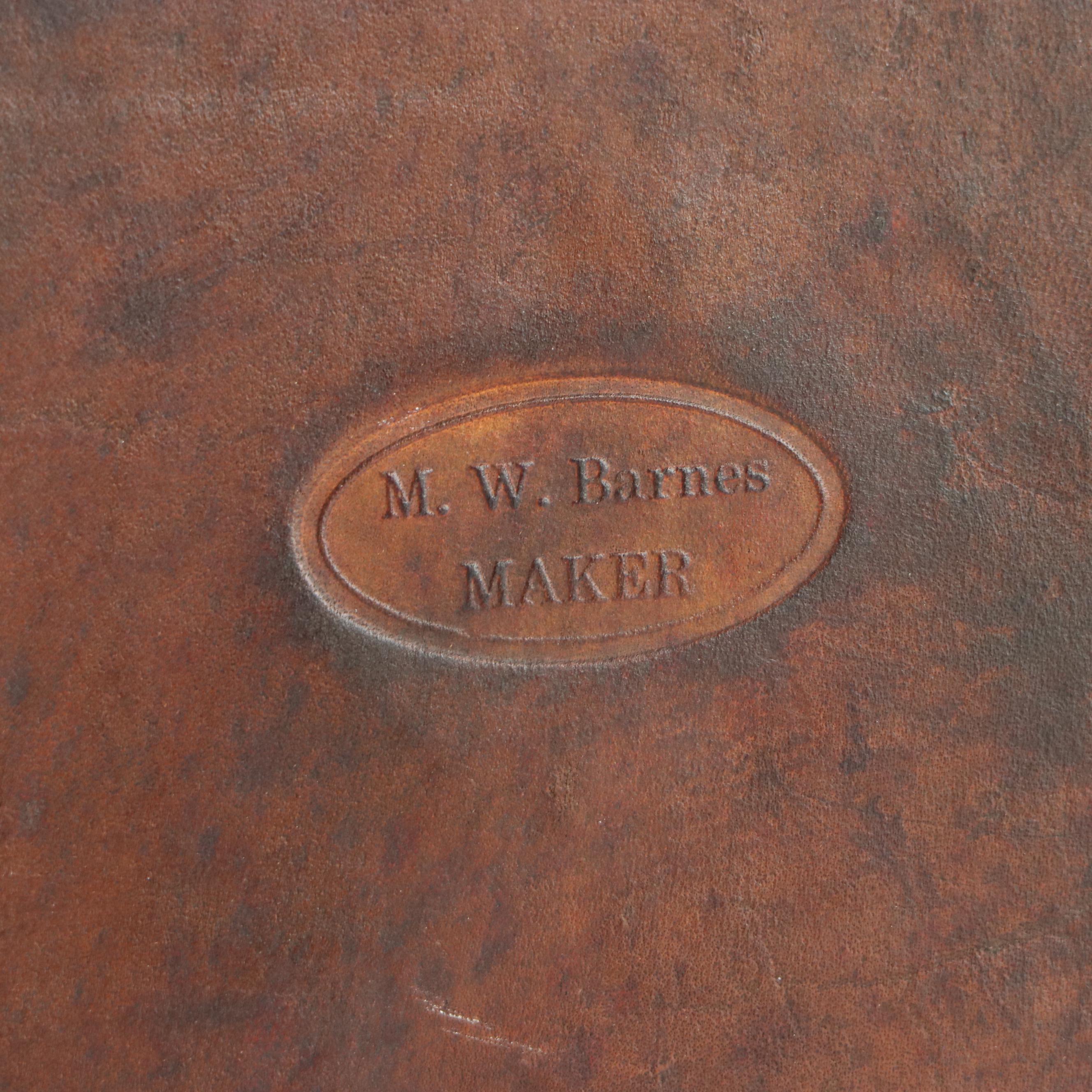 M.W. Barnes Leather Covered Bookends with Gilded Owl Decals