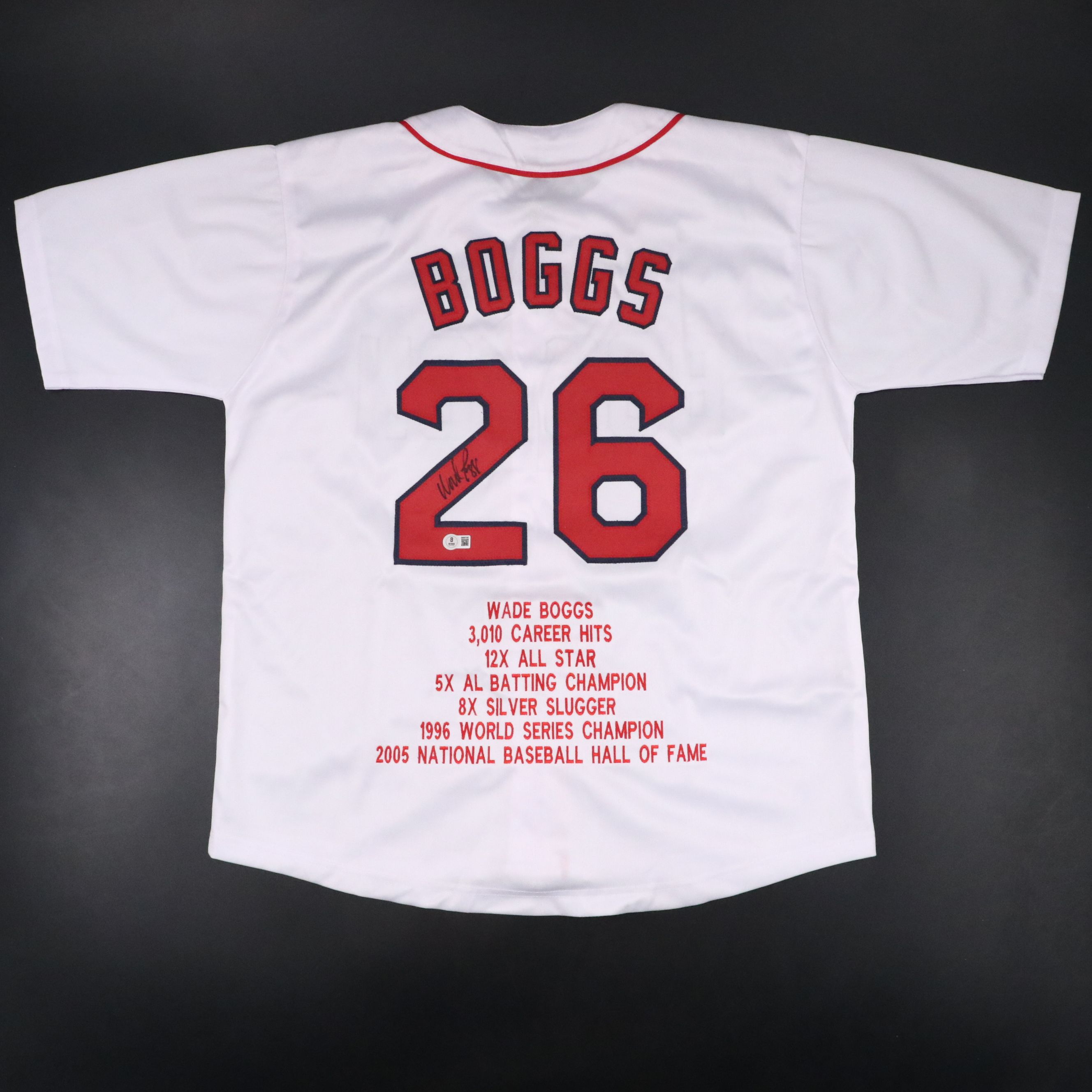 Wade Boggs Signed Boston Red Sox Baseball Jersey, Beckett