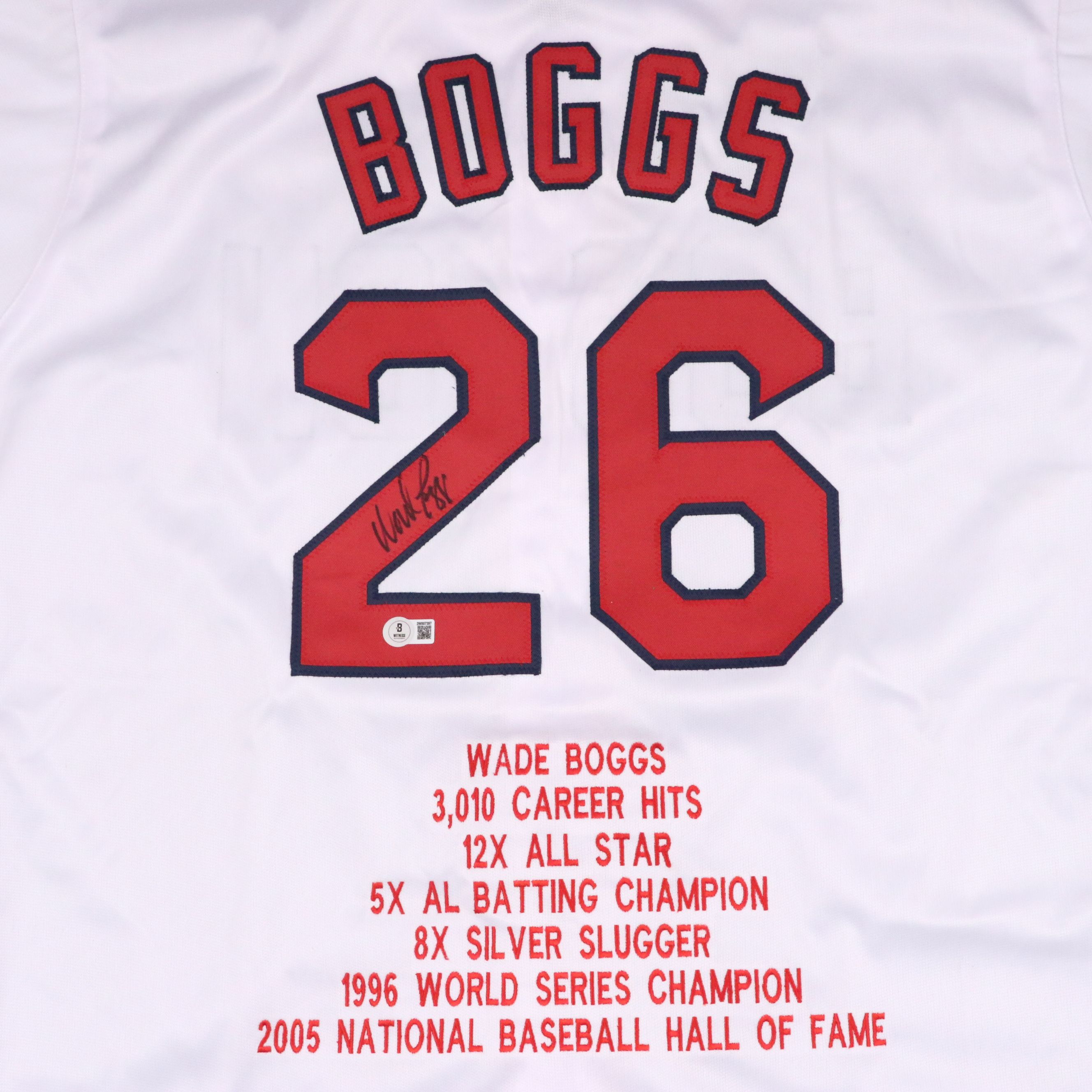 Wade Boggs Signed Boston Red Sox Baseball Jersey, Beckett