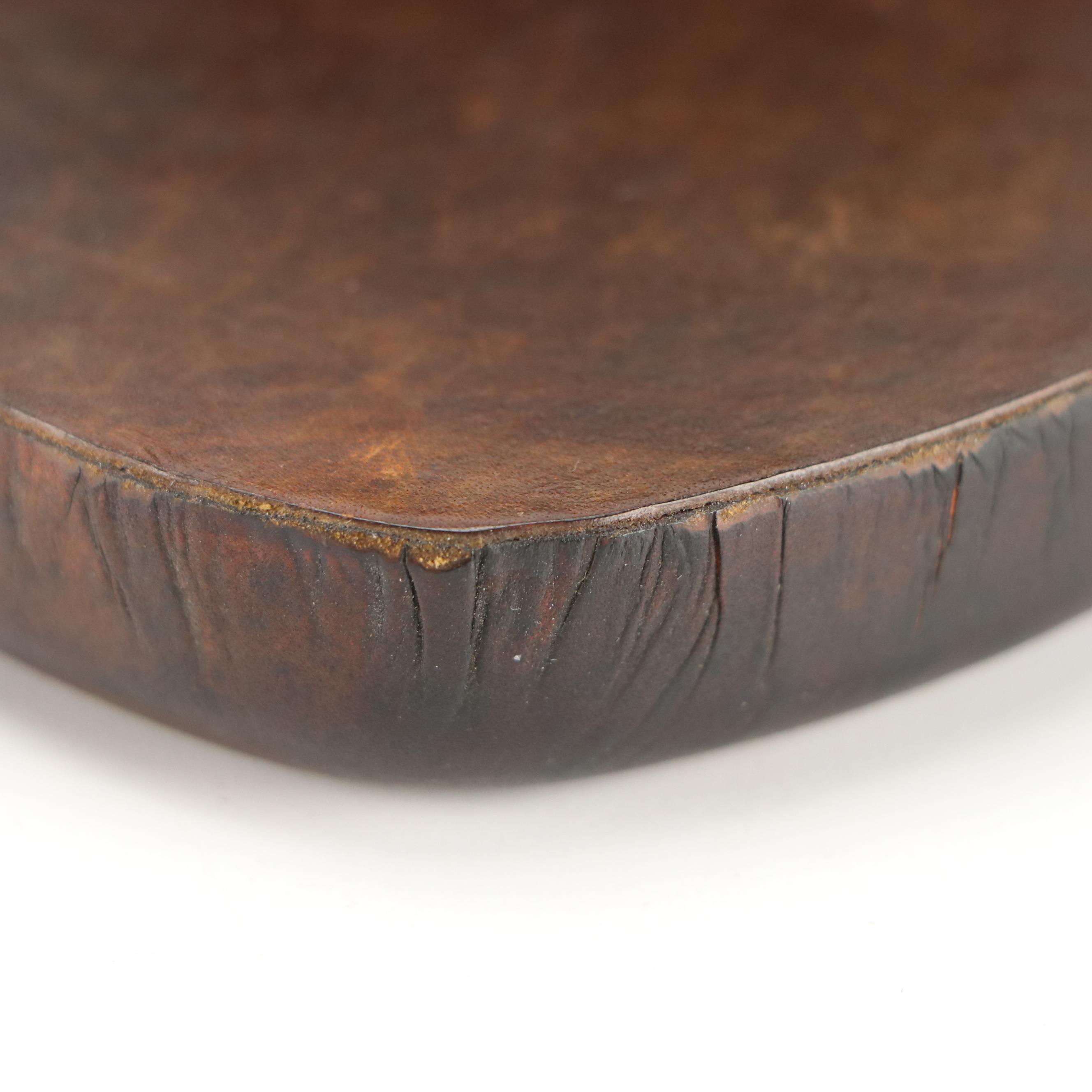 M.W. Barnes Leather Covered Bookends with Gilded Owl Decals