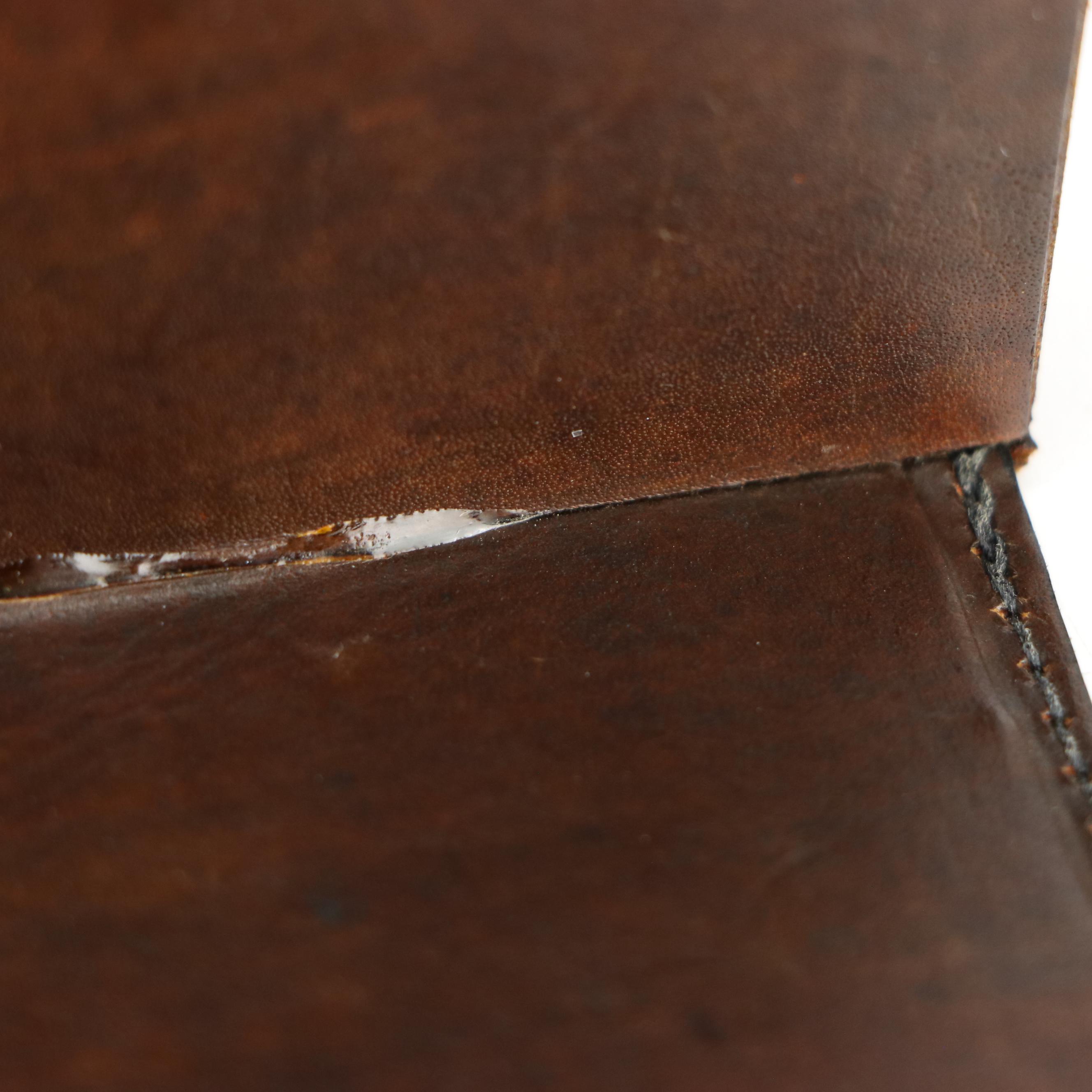 M.W. Barnes Leather Covered Bookends with Gilded Owl Decals