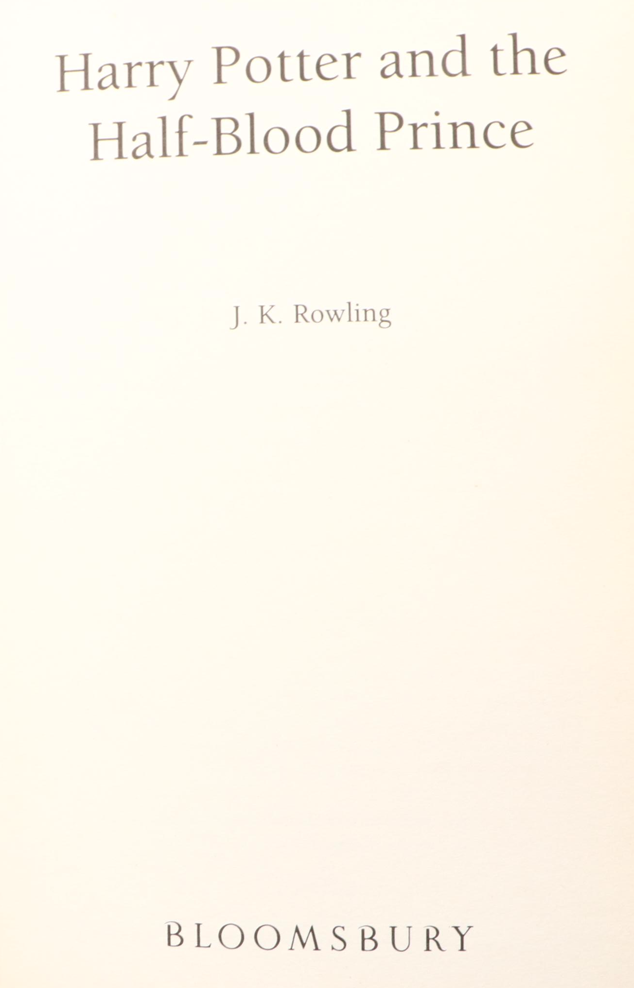 First UK Adult Edition "Harry Potter and the Half-Blood Prince" by J. K. Rowling