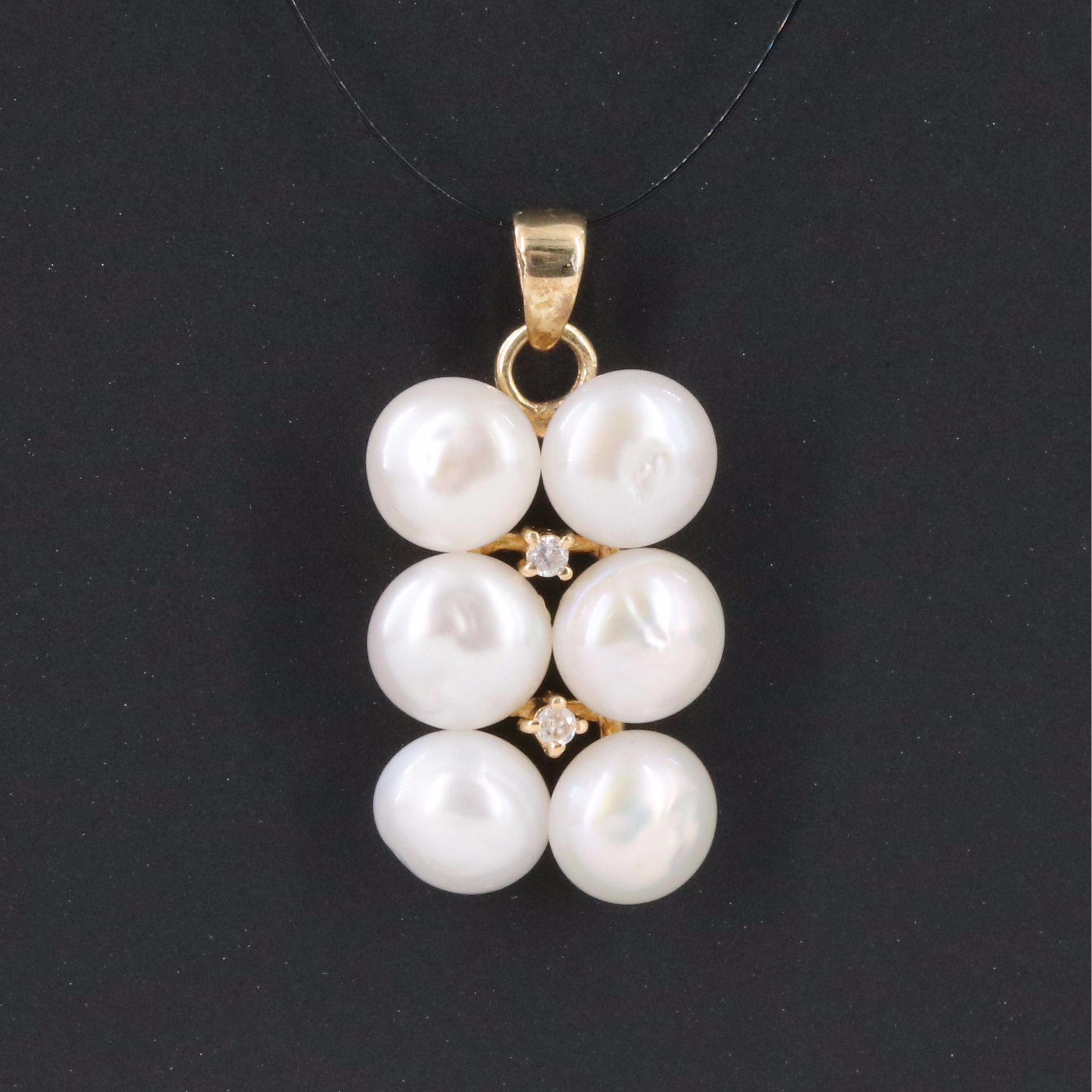 14K Pearl and Diamond Pendant