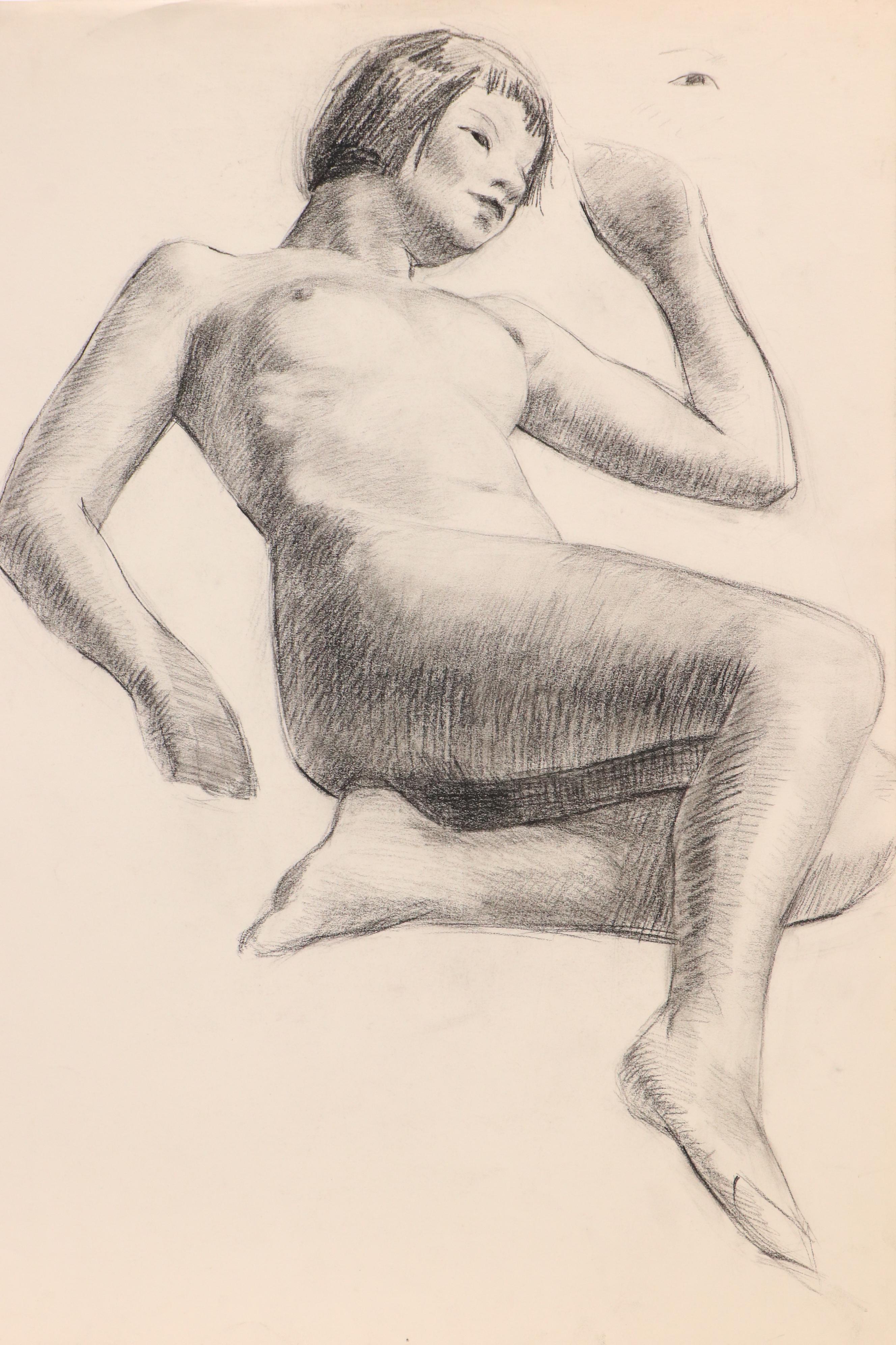 Collection of Figural and Portrait Charcoal Drawings, 20th Century