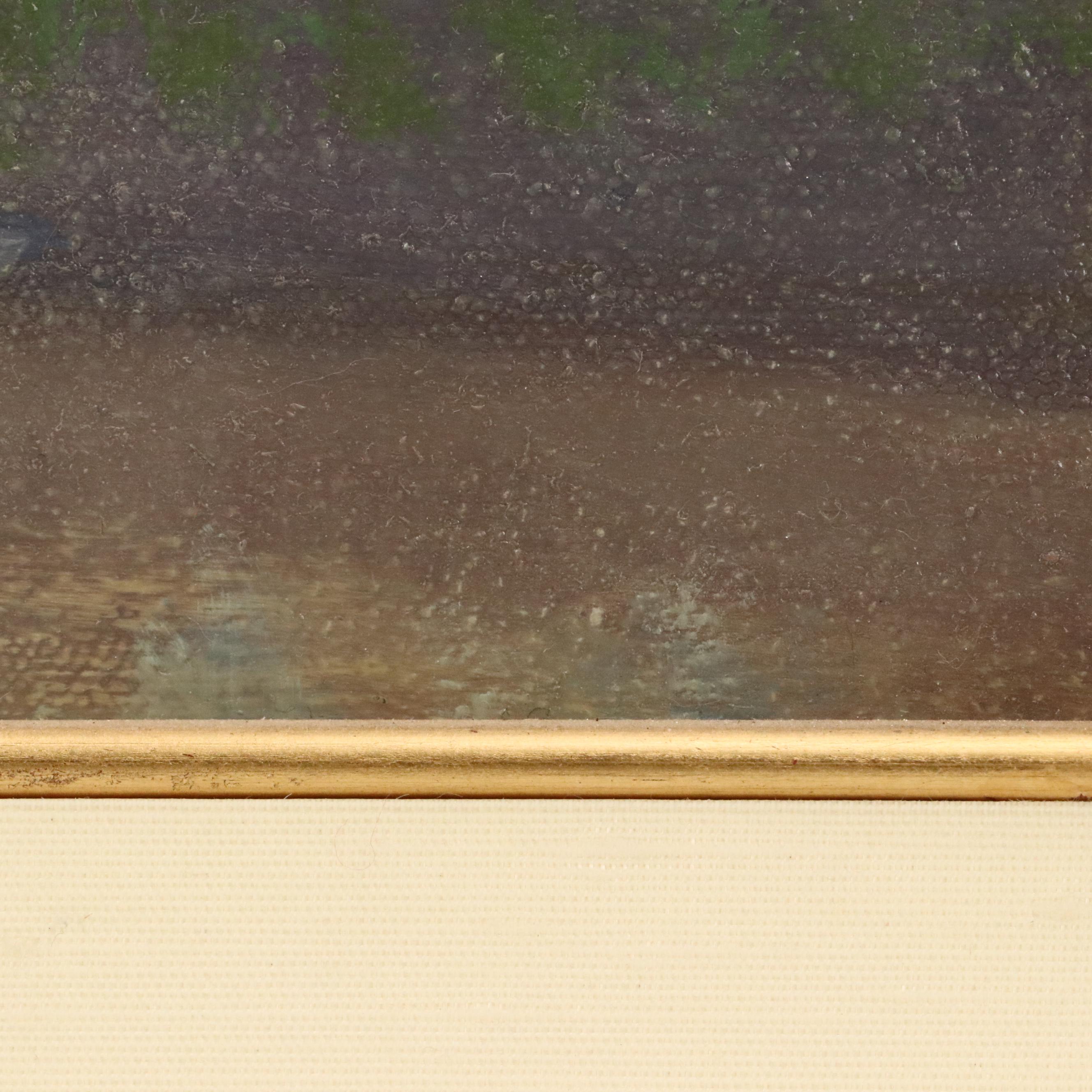 River Landscape Oil Painting, Early 20th Century