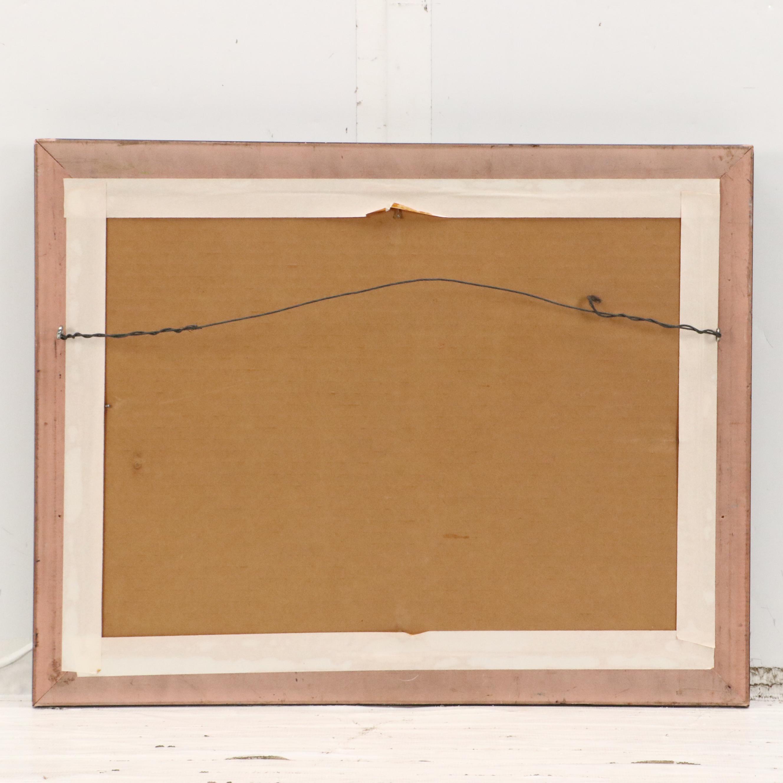 River Landscape Oil Painting, Early 20th Century