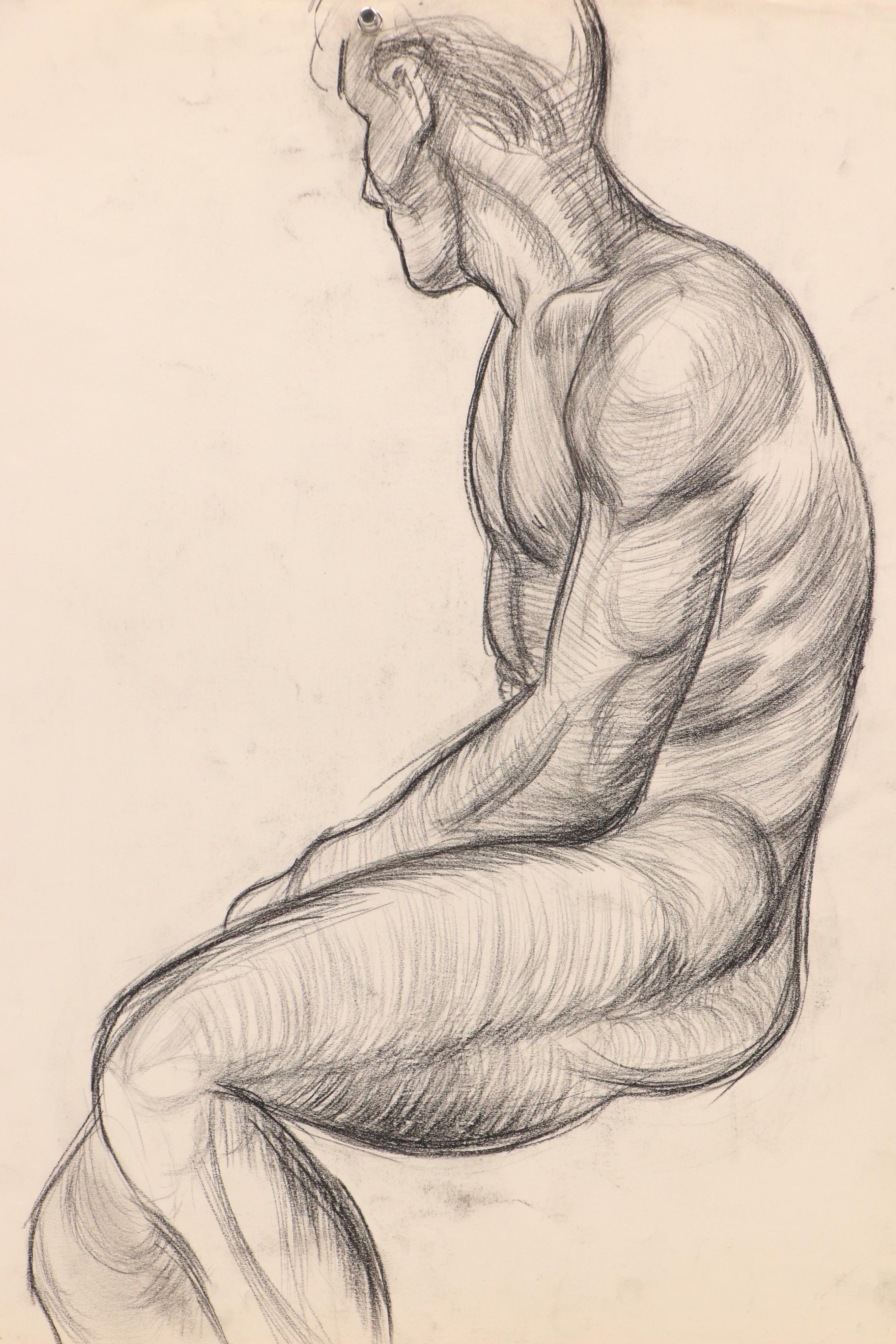 Collection of Figural and Portrait Charcoal Drawings, 20th Century