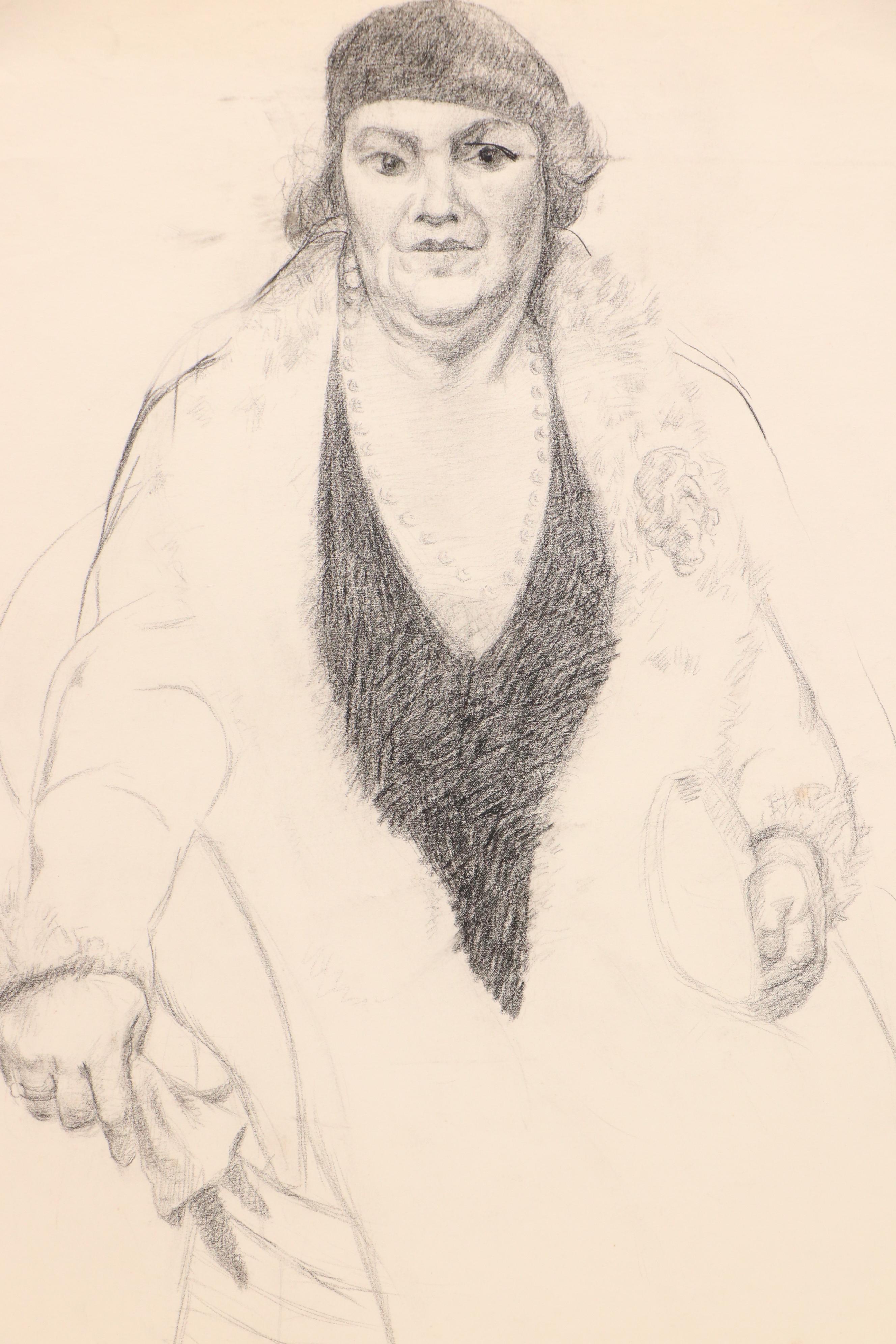 Collection of Figural and Portrait Charcoal Drawings, 20th Century