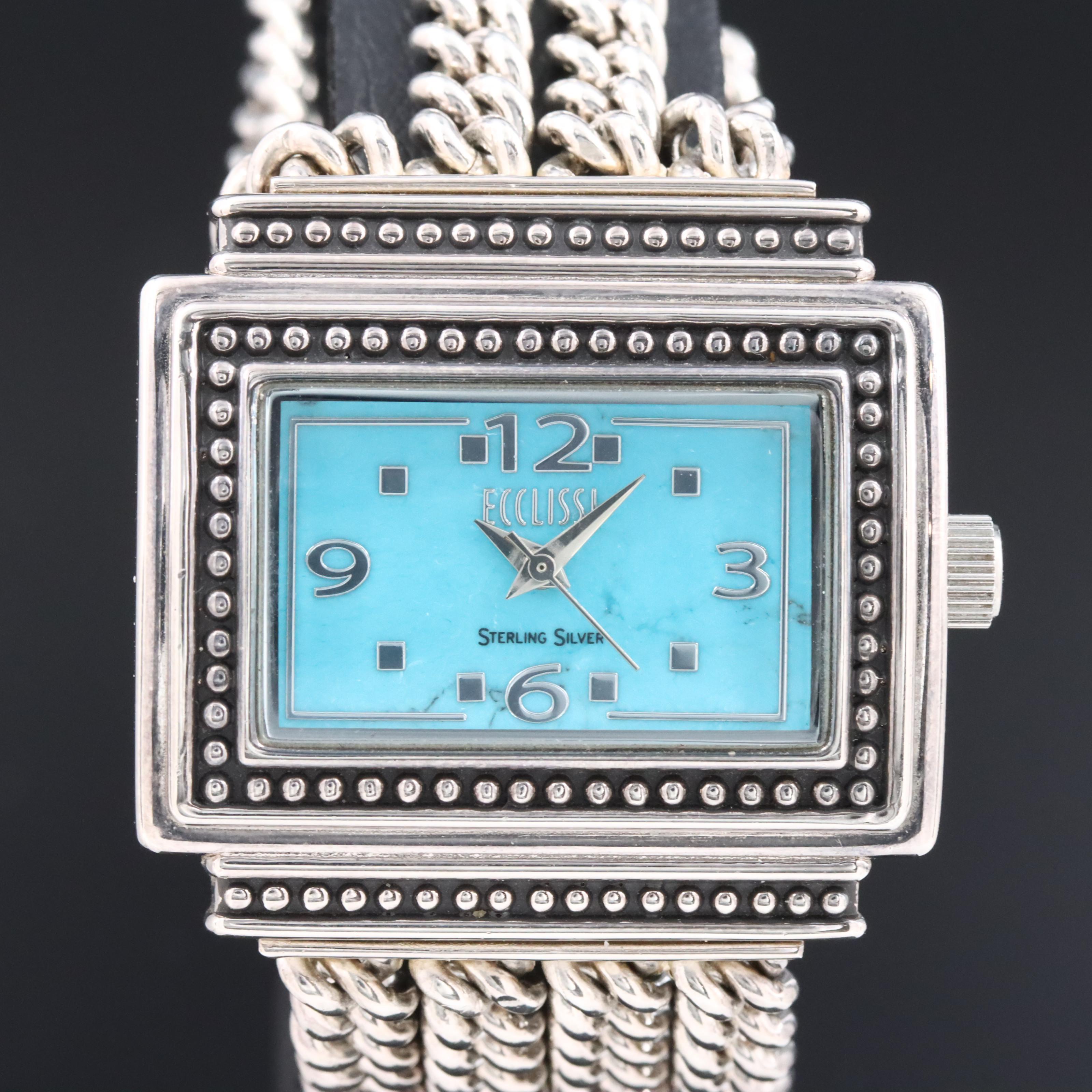 Ecclissi Sterling Silver Blue Dial Quartz Watch