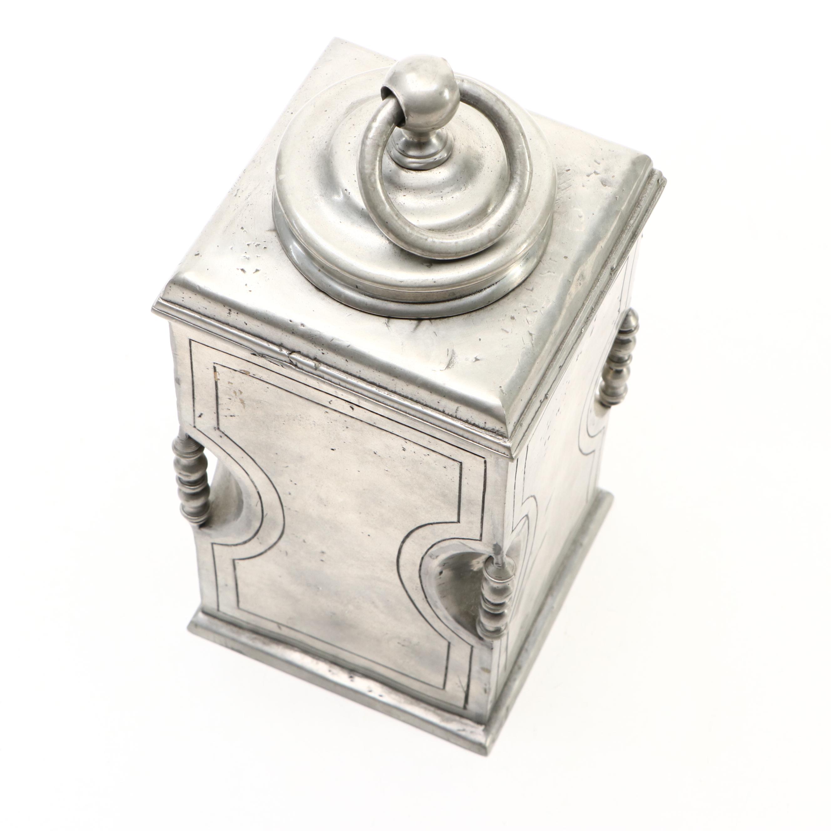 Portuguese Pewter Lantern Shaped Flask with Other Box