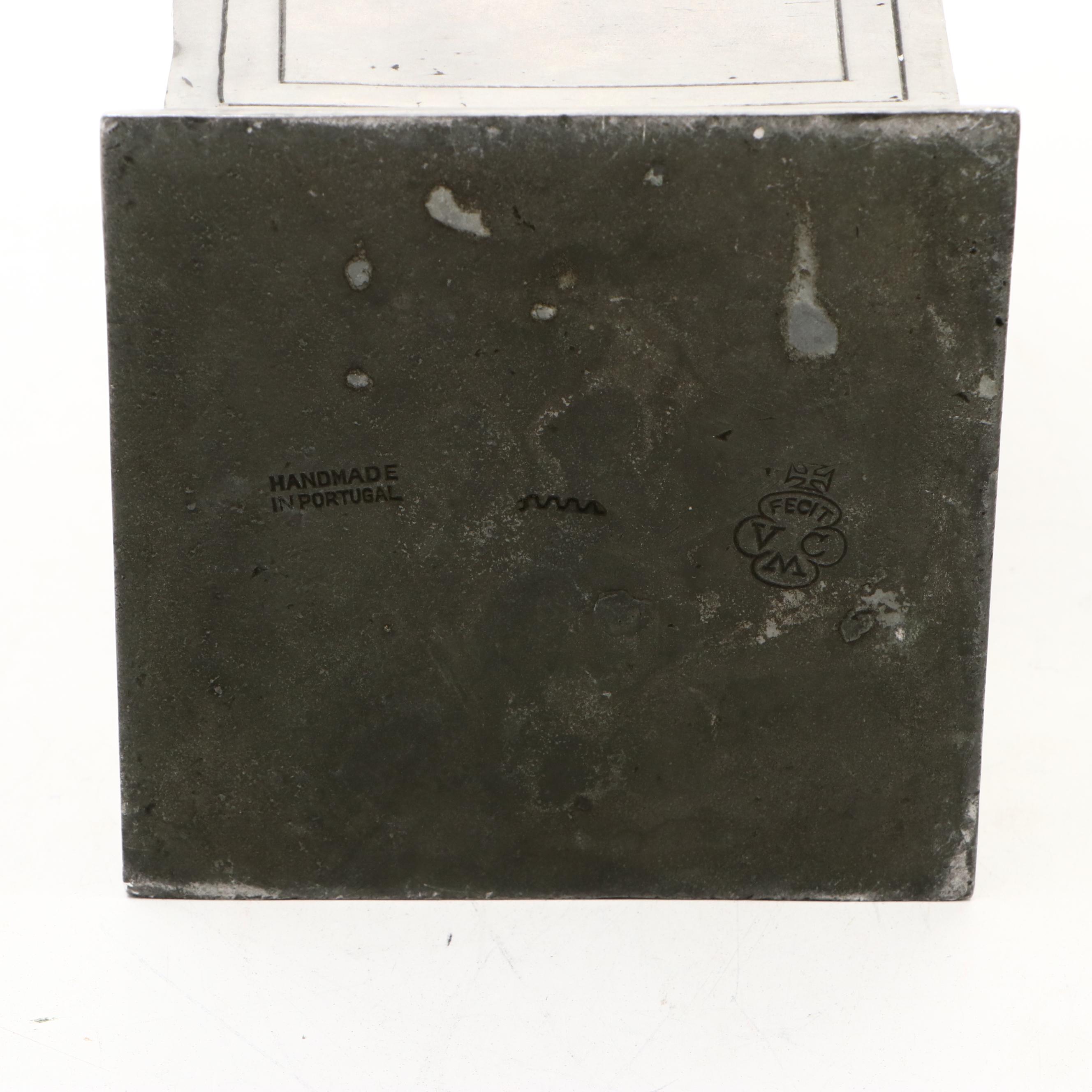 Portuguese Pewter Lantern Shaped Flask with Other Box