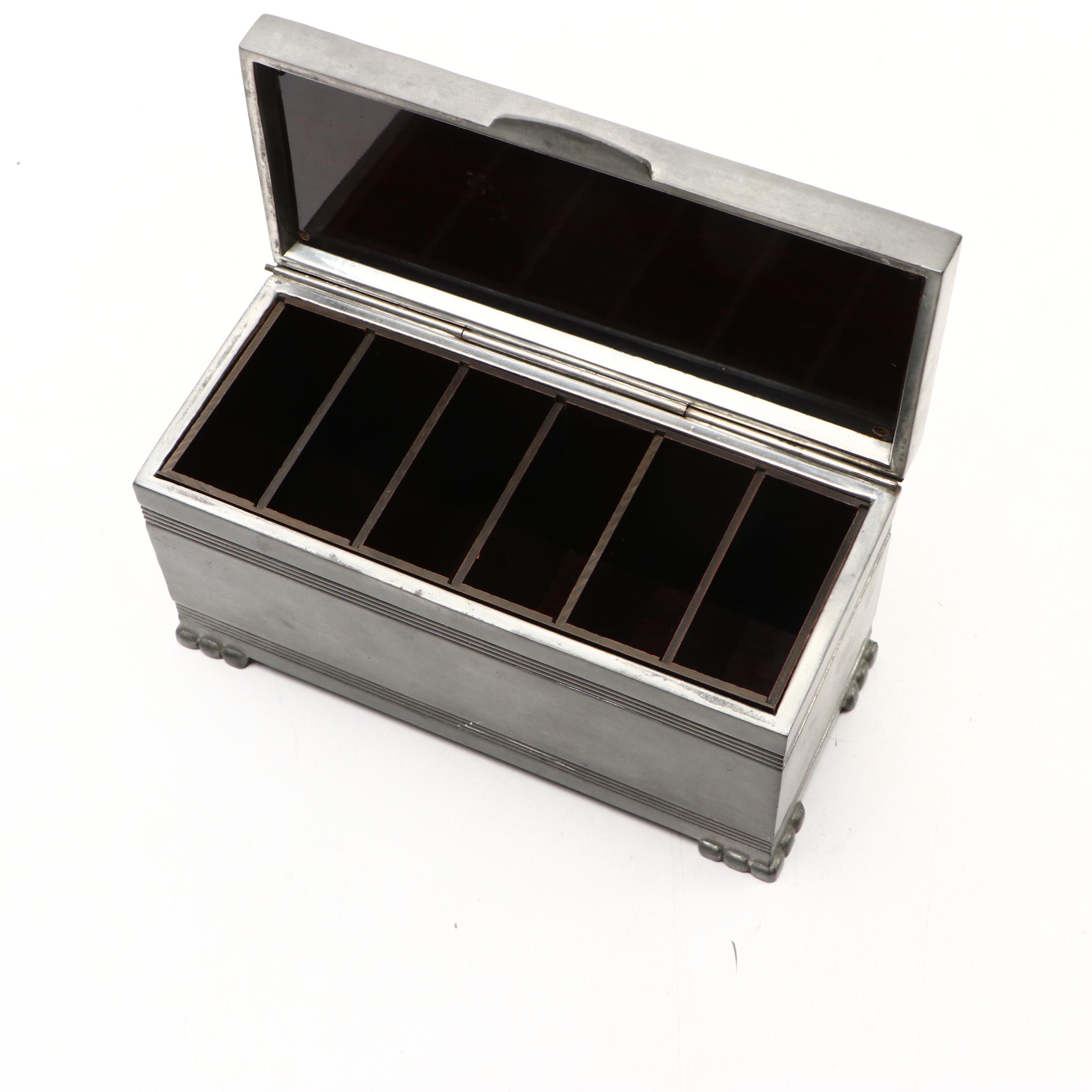 Portuguese Pewter Lantern Shaped Flask with Other Box