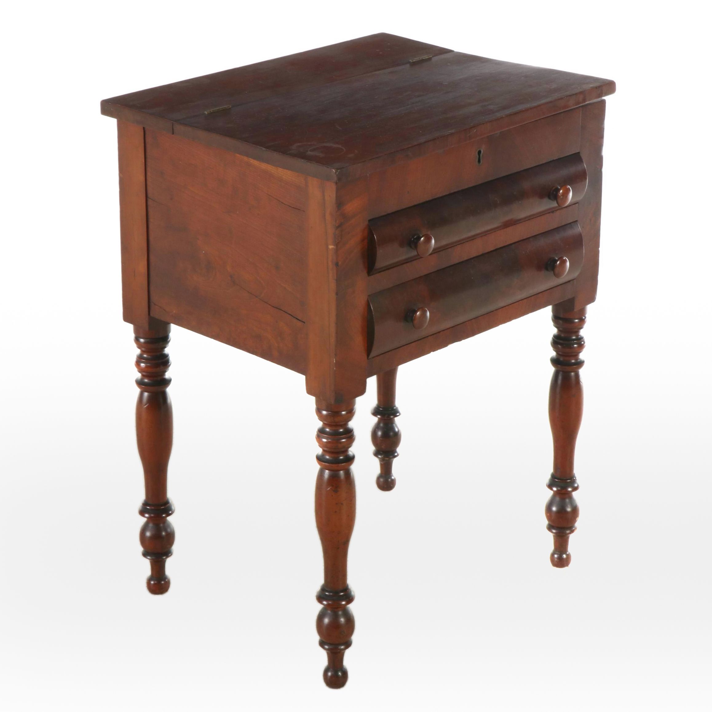 American Classical Mahogany Two-Drawer Flip-Top Work Table