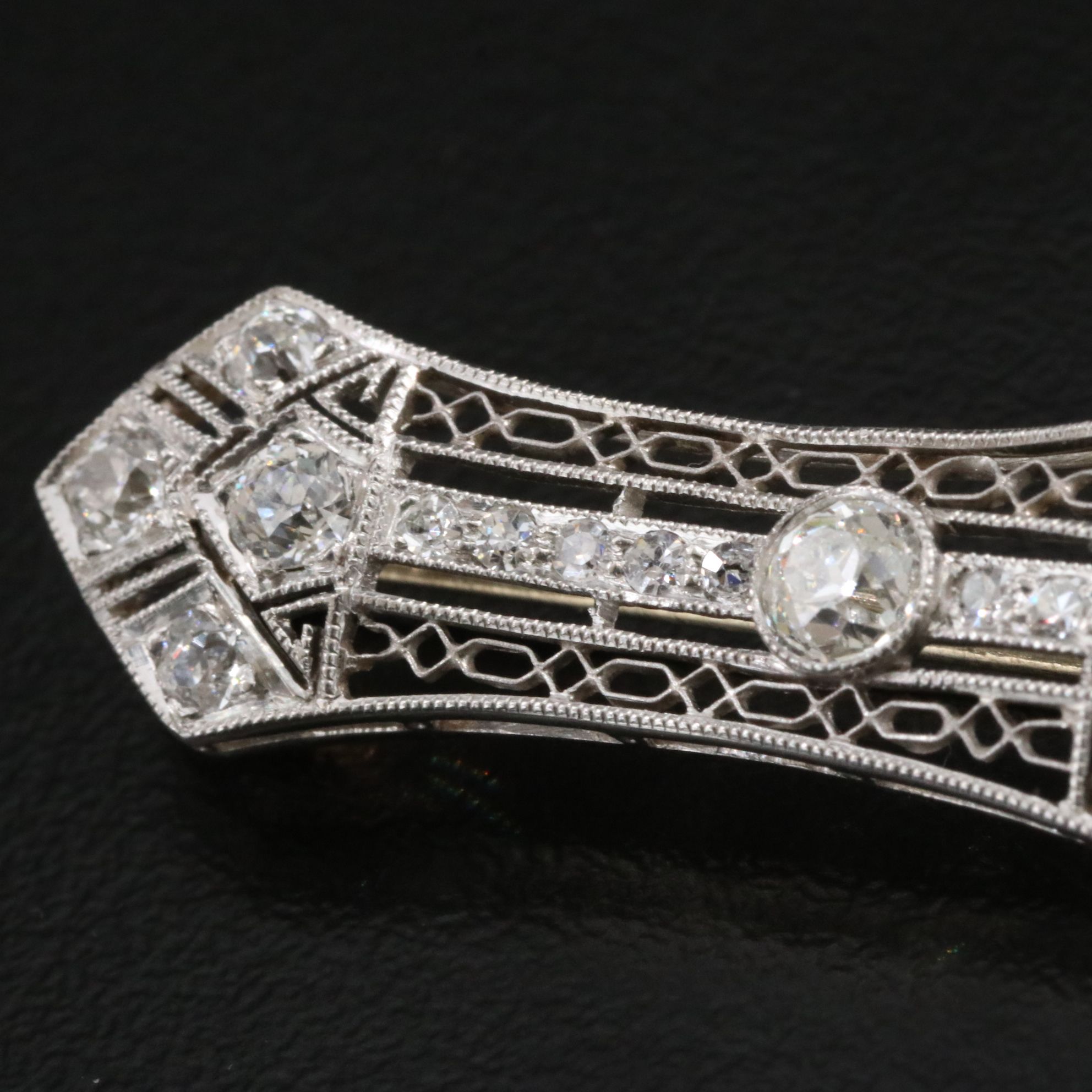 Edwardian 1.77 CTW Diamond Platinum Bar Brooch