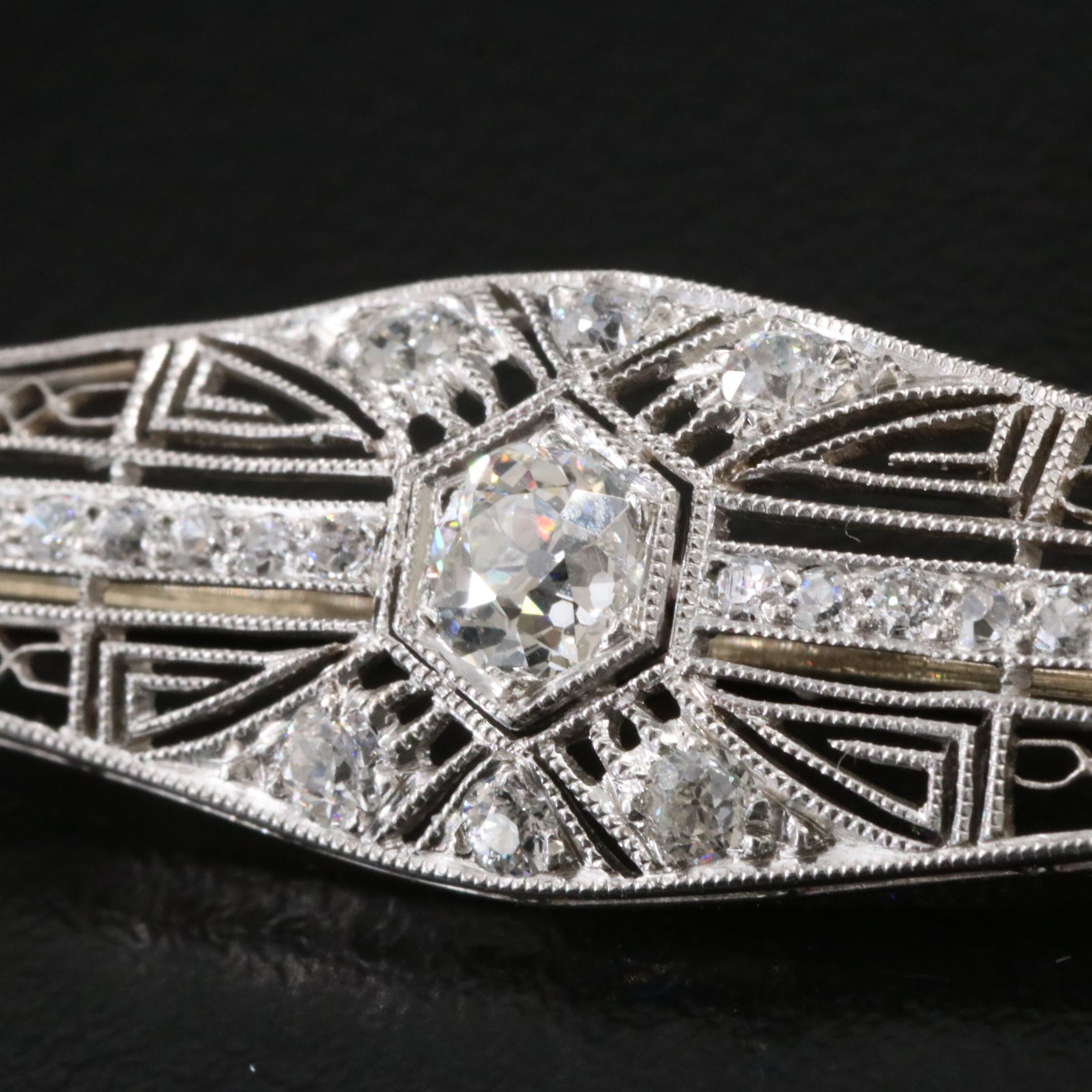 Edwardian 1.77 CTW Diamond Platinum Bar Brooch