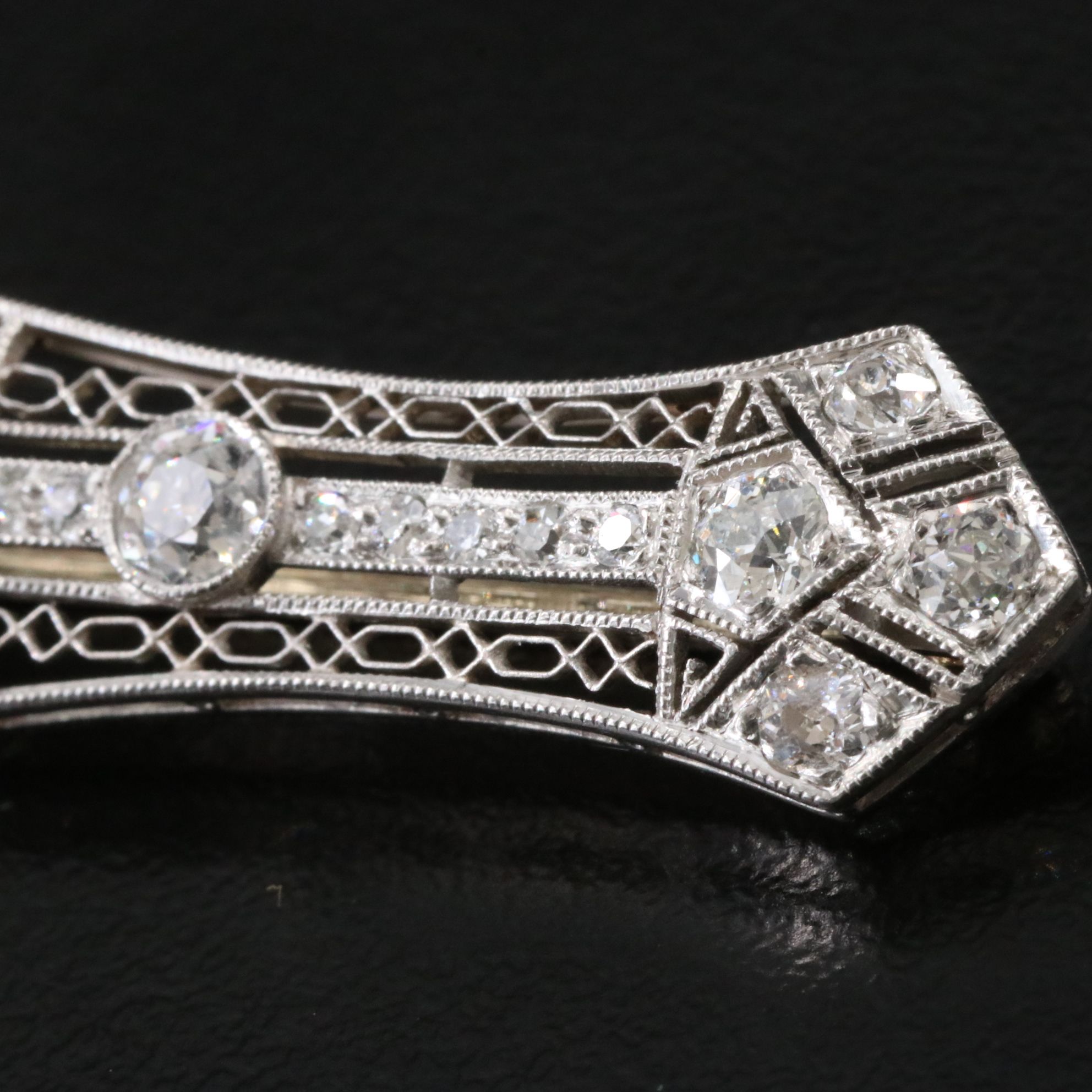 Edwardian 1.77 CTW Diamond Platinum Bar Brooch