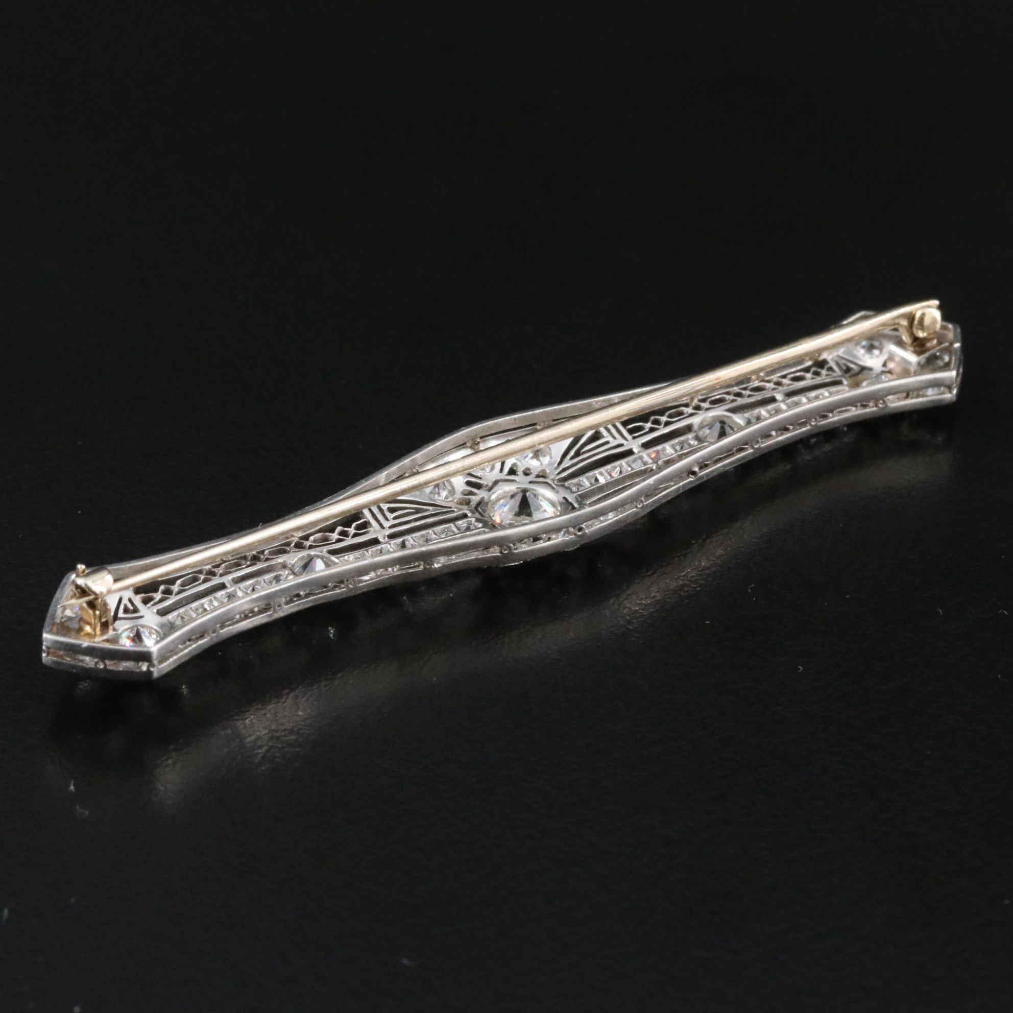 Edwardian 1.77 CTW Diamond Platinum Bar Brooch