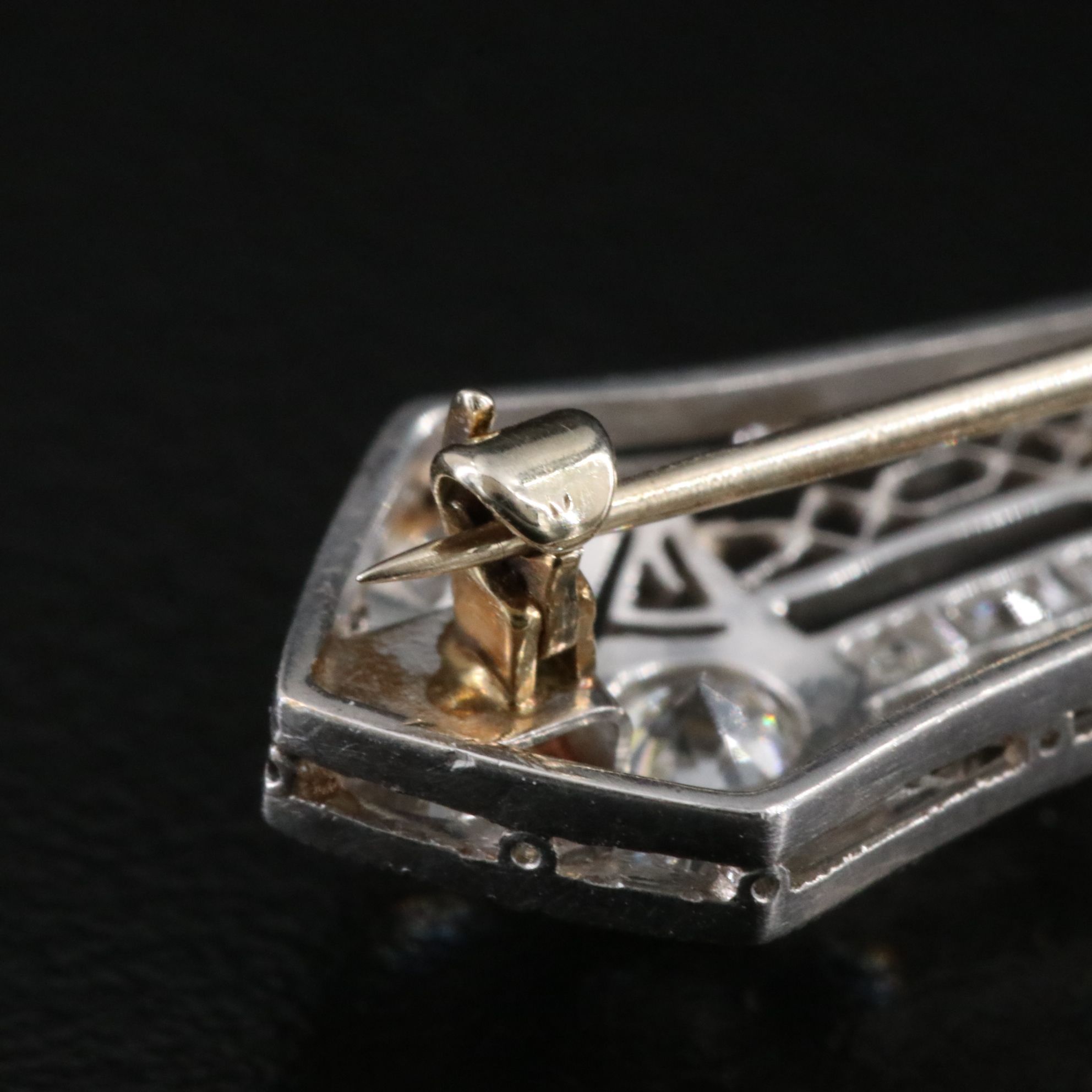 Edwardian 1.77 CTW Diamond Platinum Bar Brooch