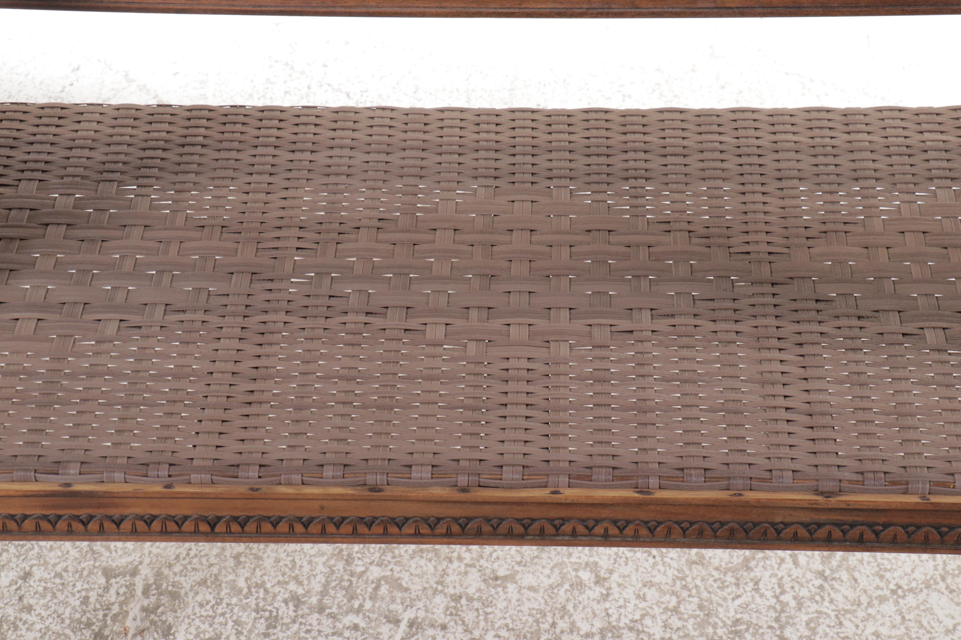 Louis XVI Style Garden Settee with Resin Wicker Seat