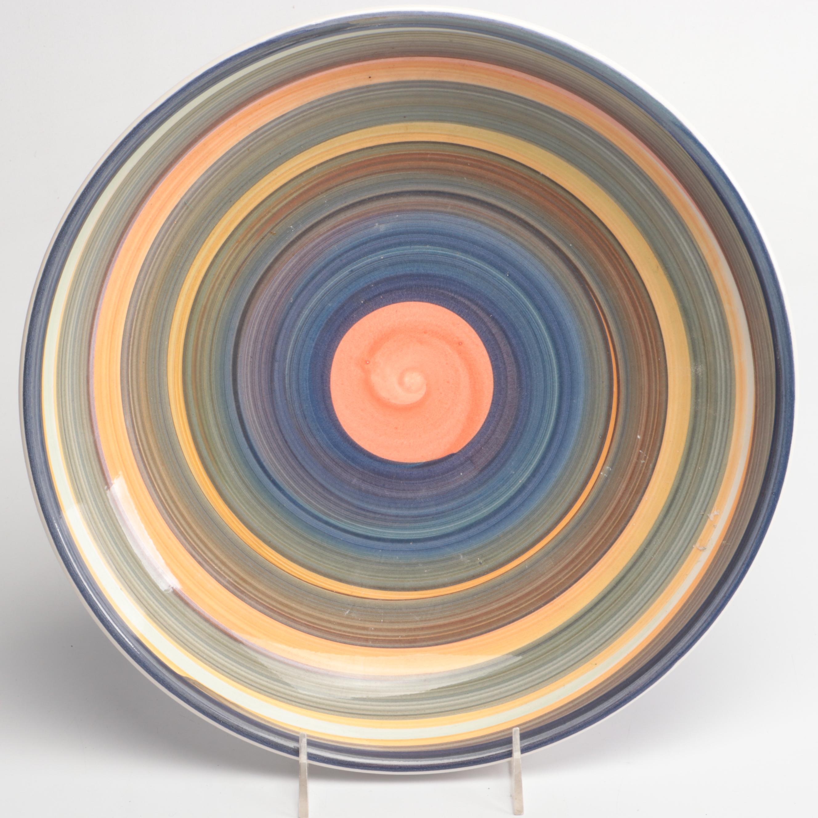 Italian Majolica Trays and Spoon Rest with Other Ceramic and Glass Serveware