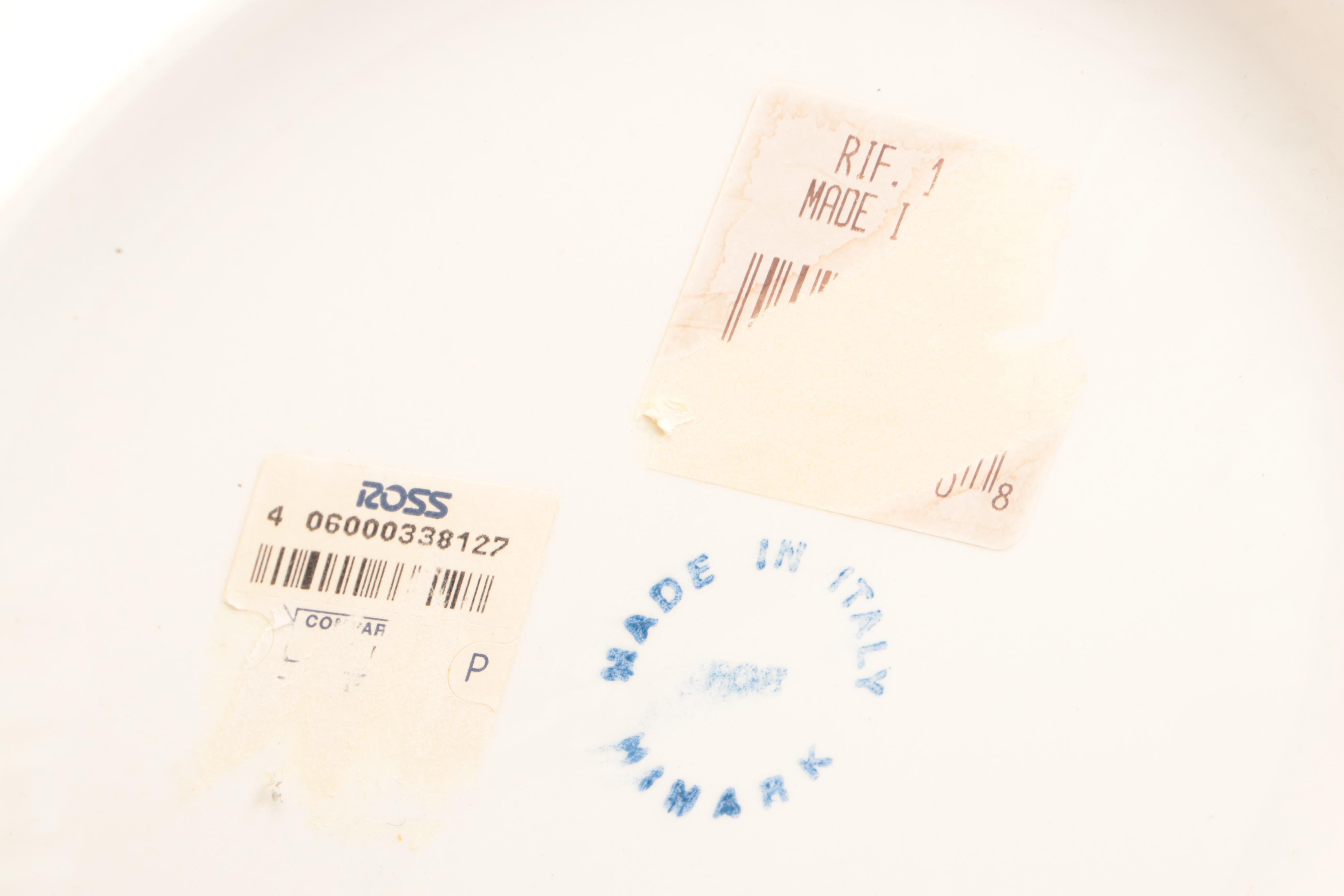 Italian Majolica Trays and Spoon Rest with Other Ceramic and Glass Serveware