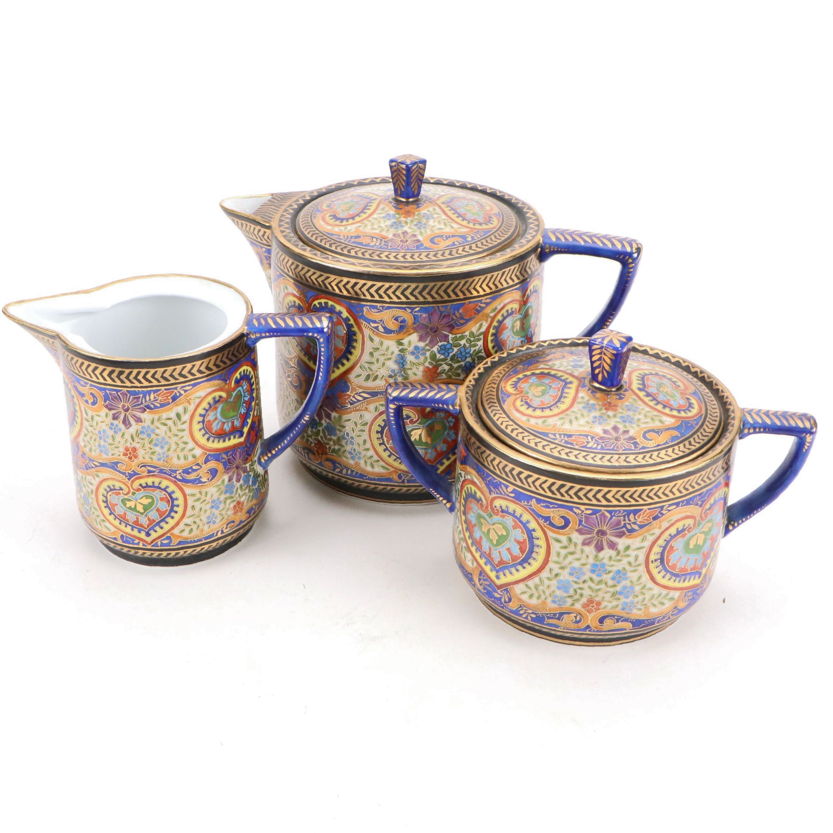 Griffon Freres Italian Porcelain Paisley Pattern Coffee Set