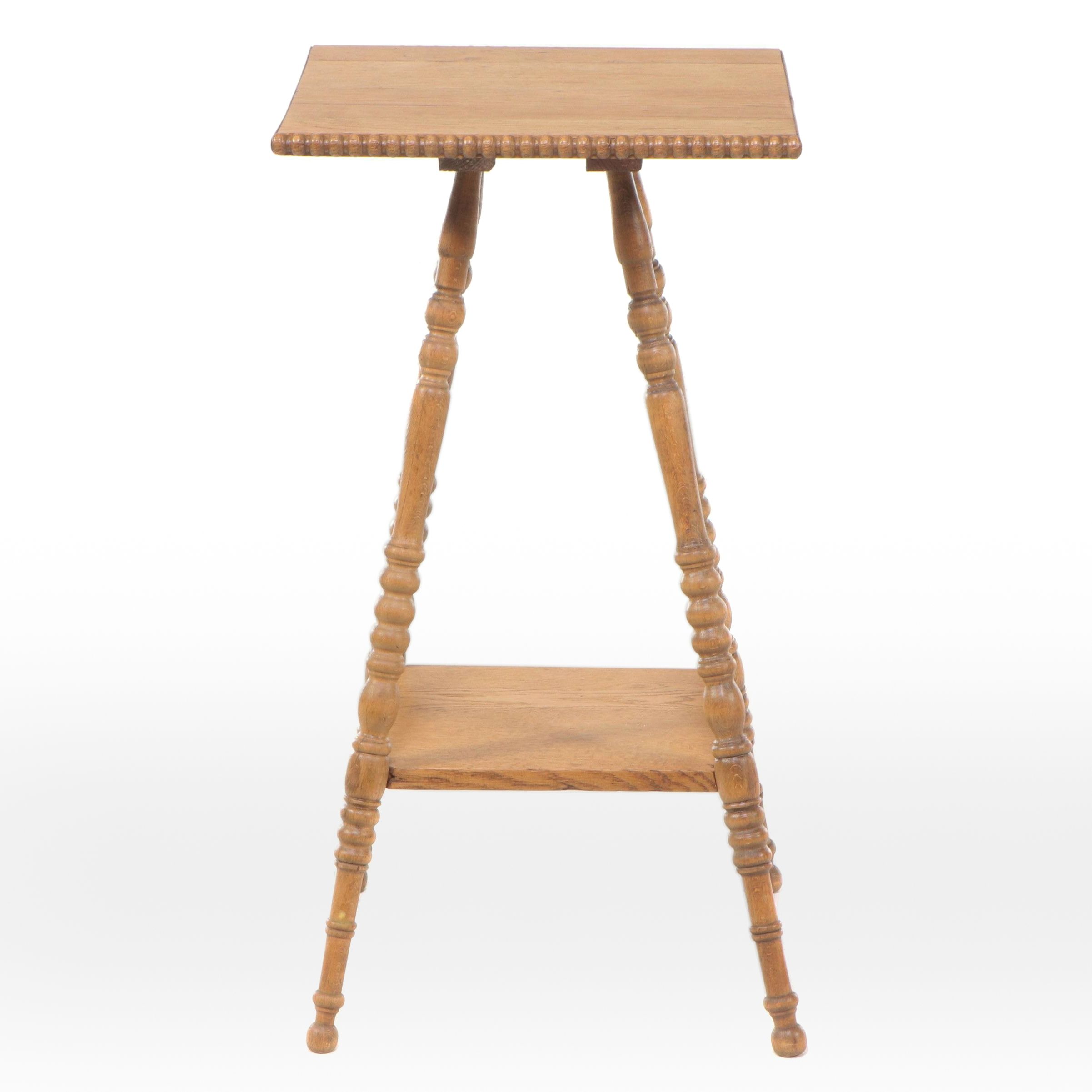 Arts & Crafts Style Turned Oak Bobbin Side Table