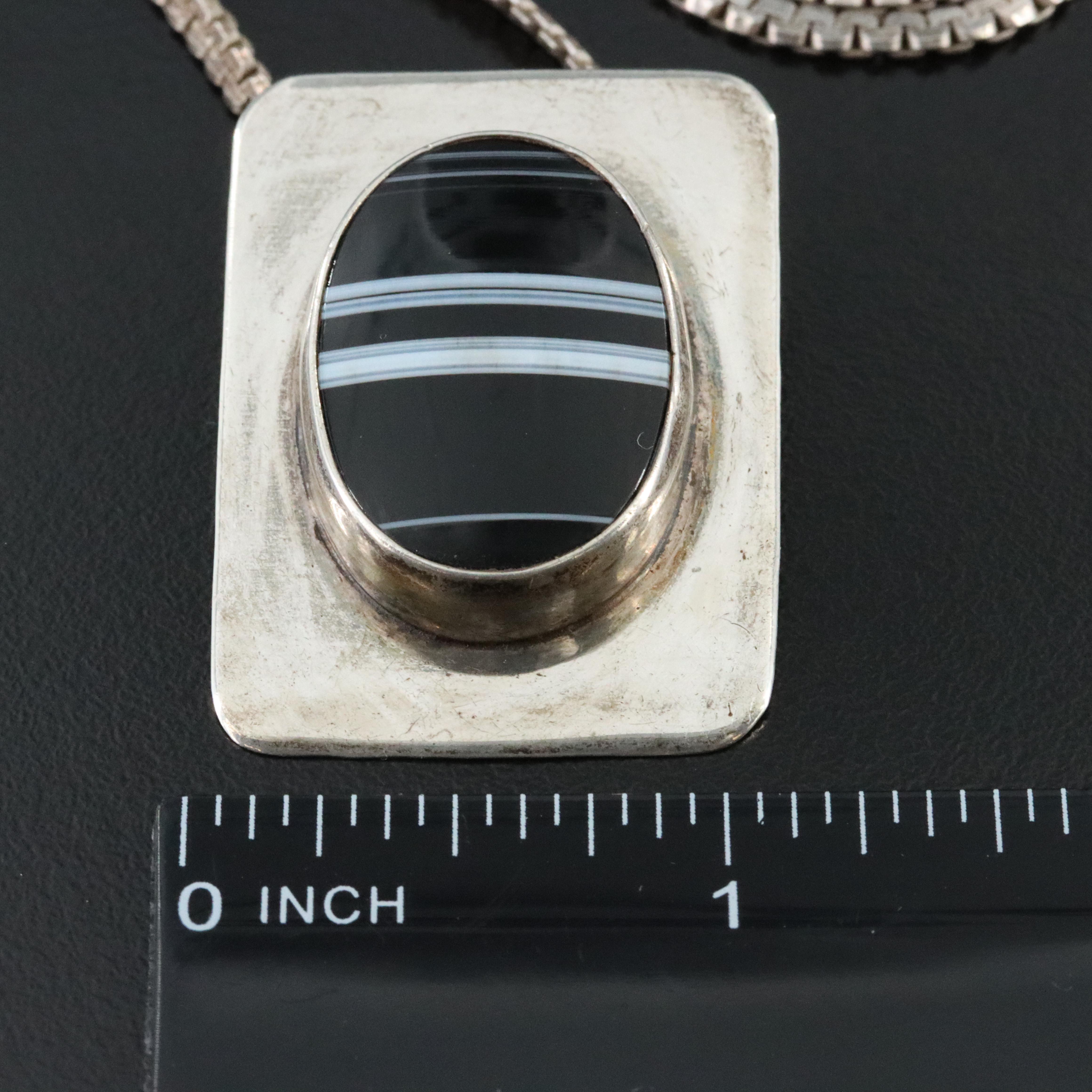 Sterling Onyx Pendant Necklace