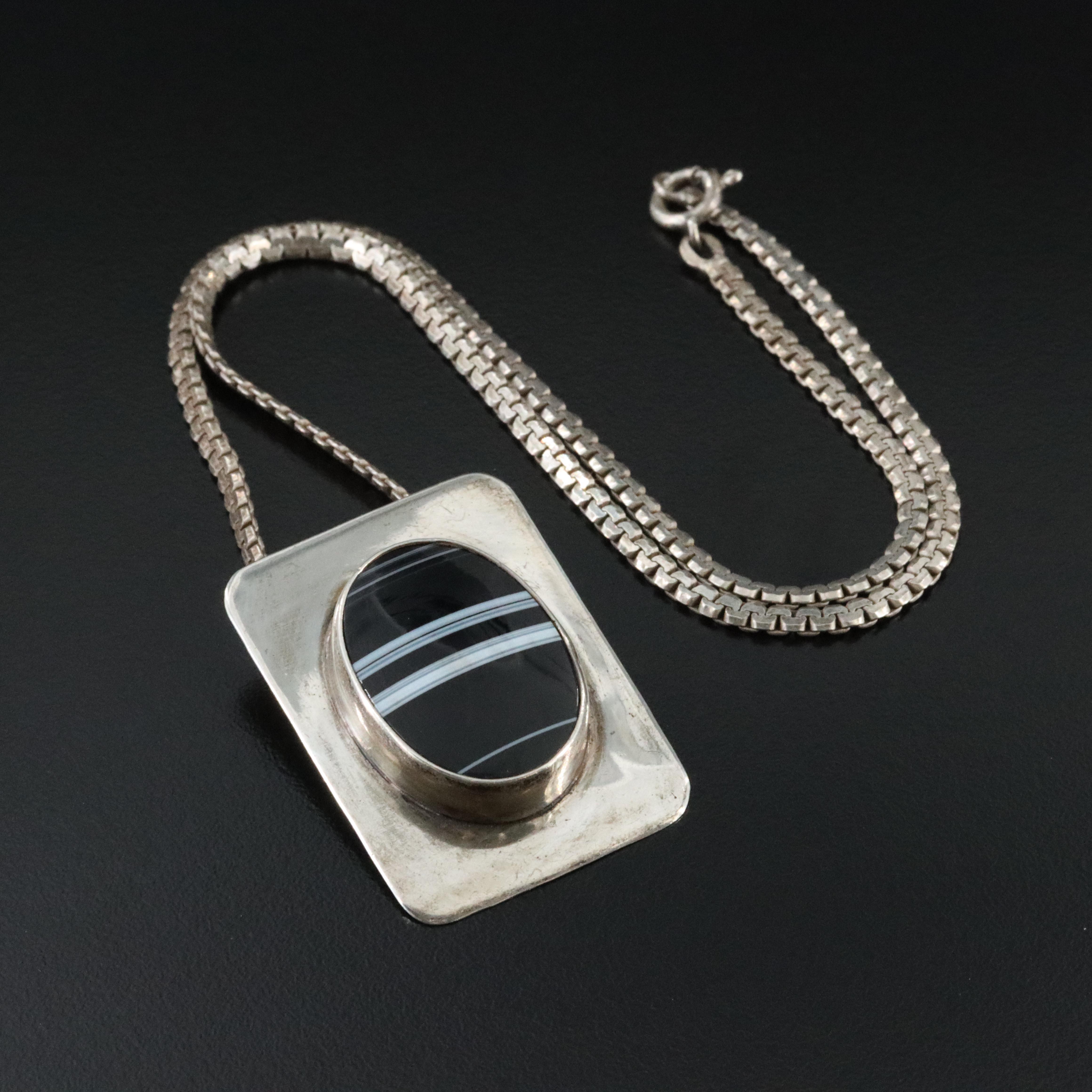 Sterling Onyx Pendant Necklace