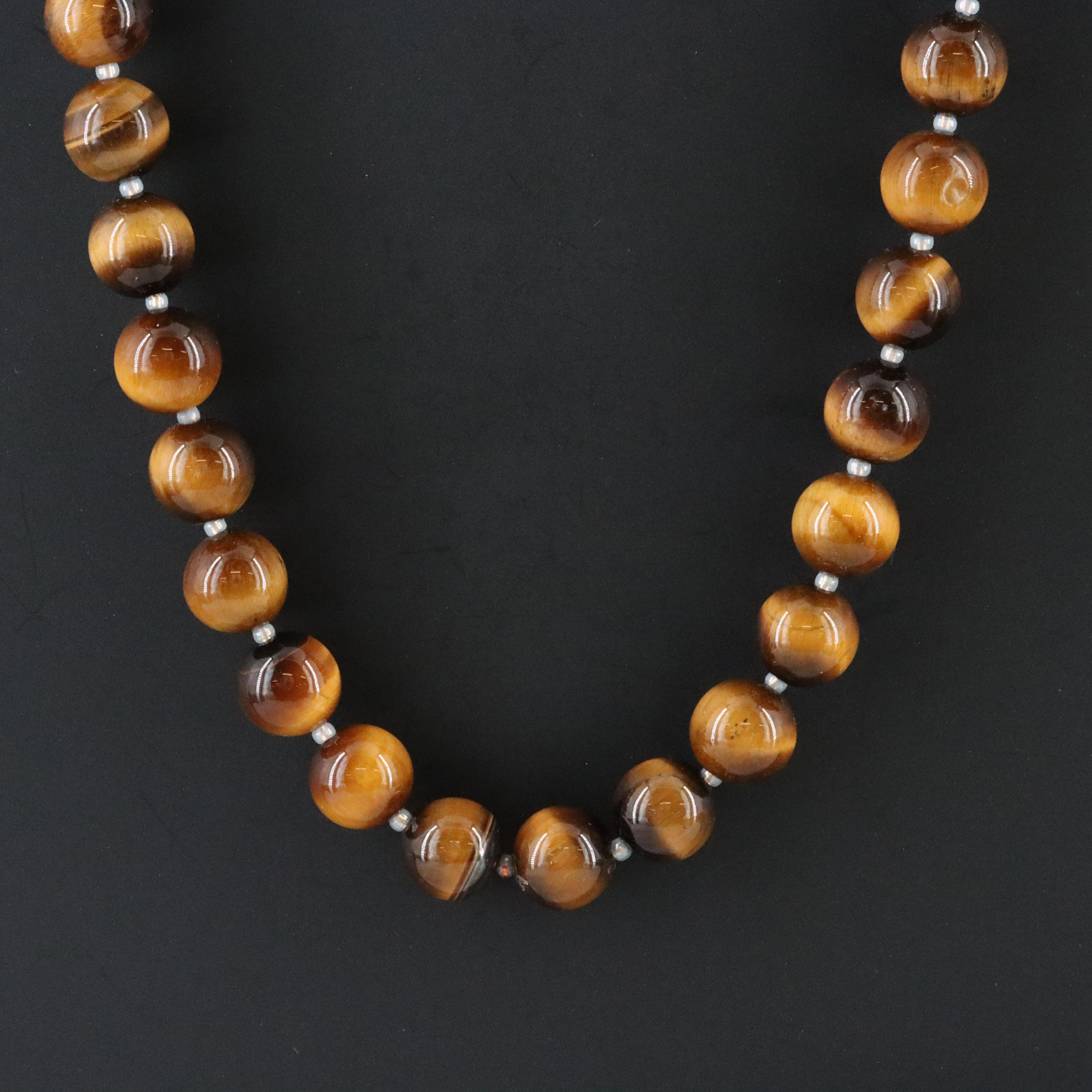 Tiger's Eye Necklace with Sterling Clasp