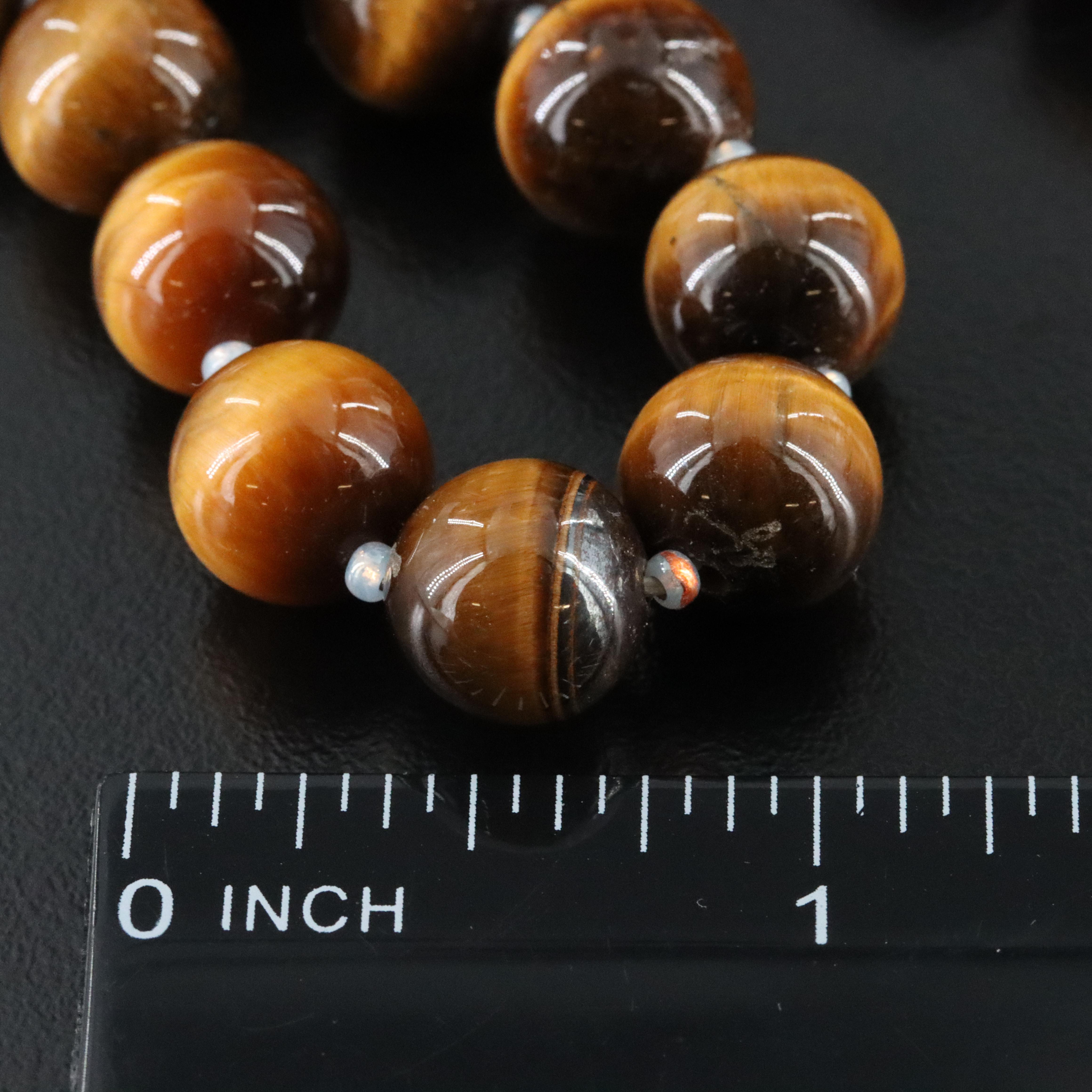 Tiger's Eye Necklace with Sterling Clasp