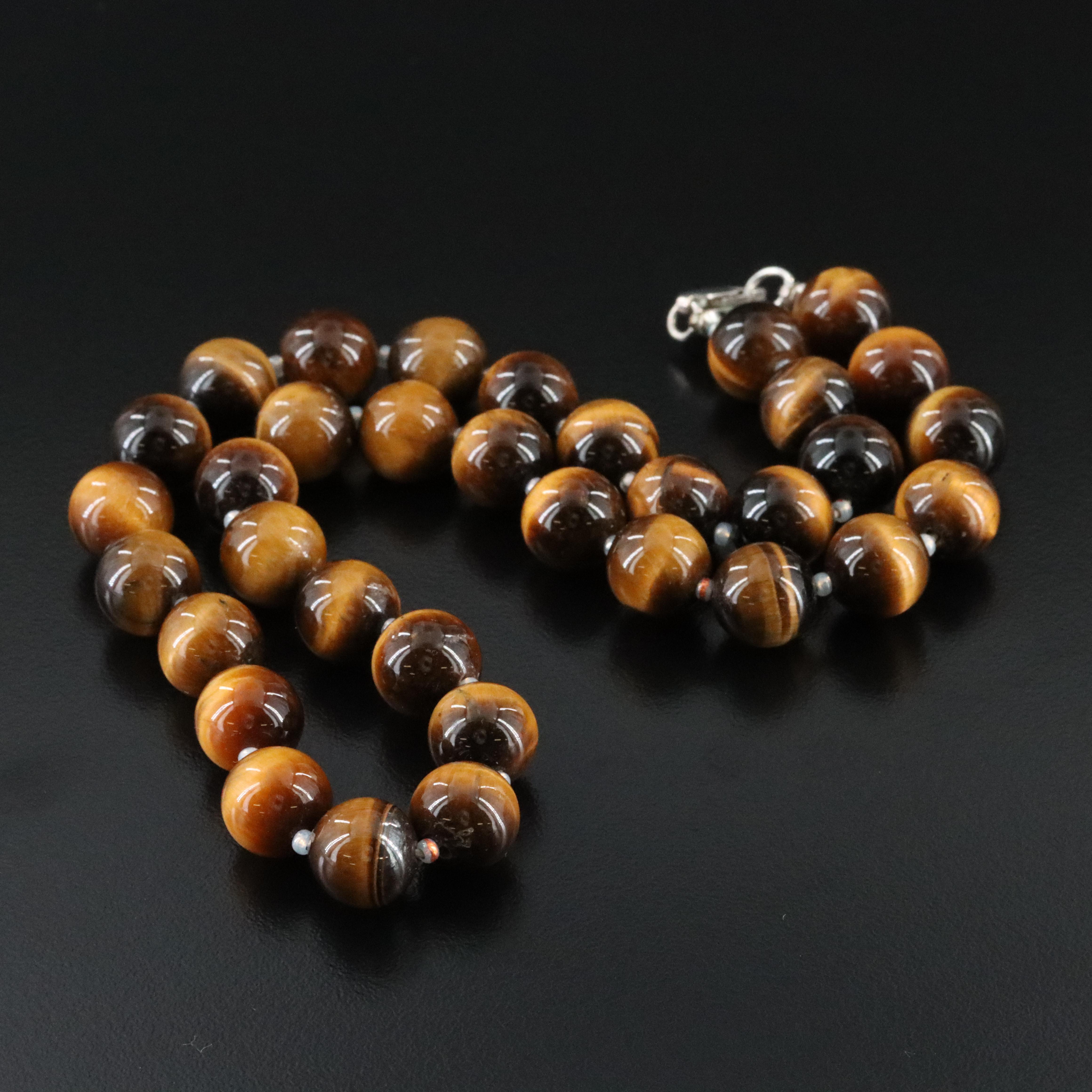 Tiger's Eye Necklace with Sterling Clasp