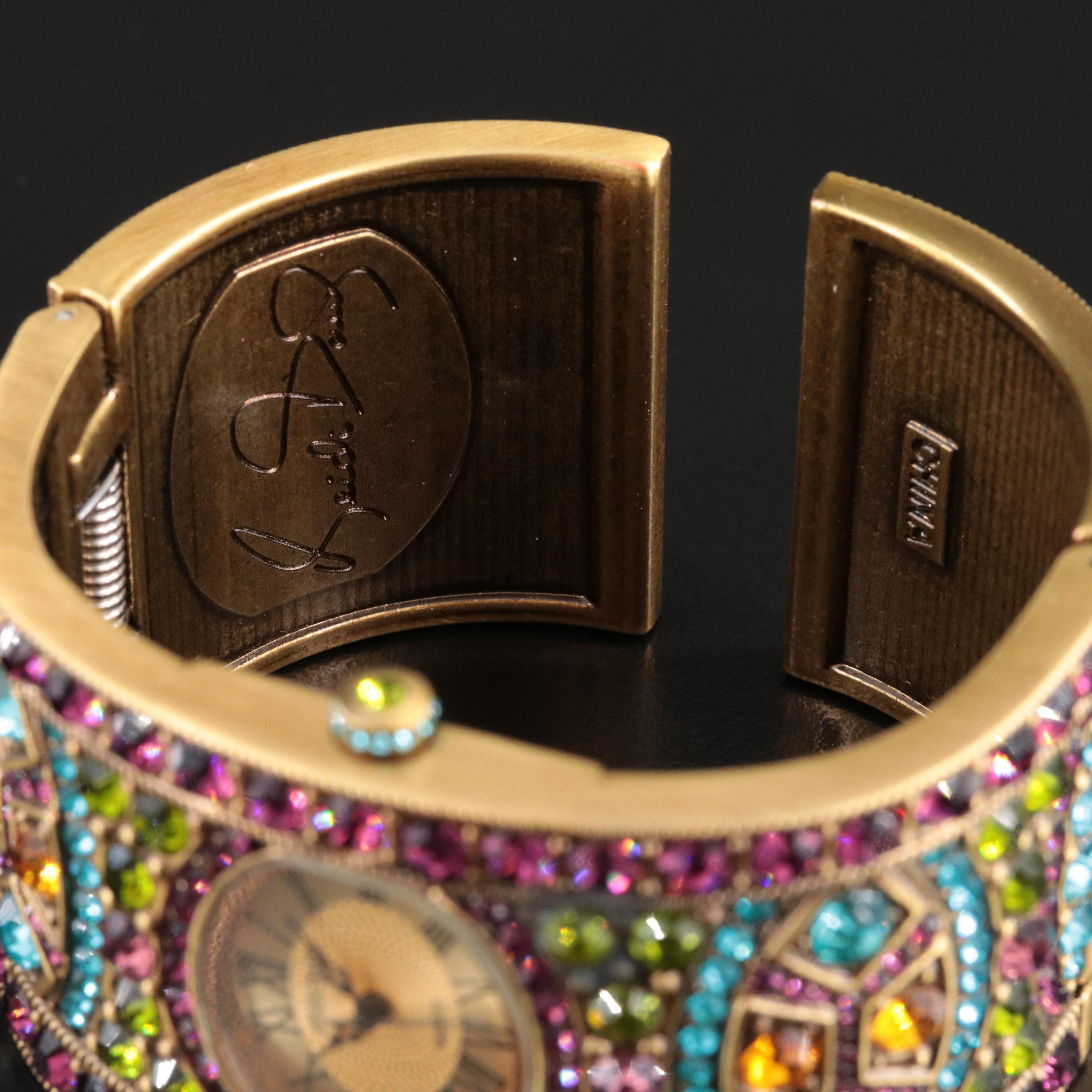 Heidi Daus Art Deco Rhinestone and Swarovski Crystals Cuff Quartz Watches