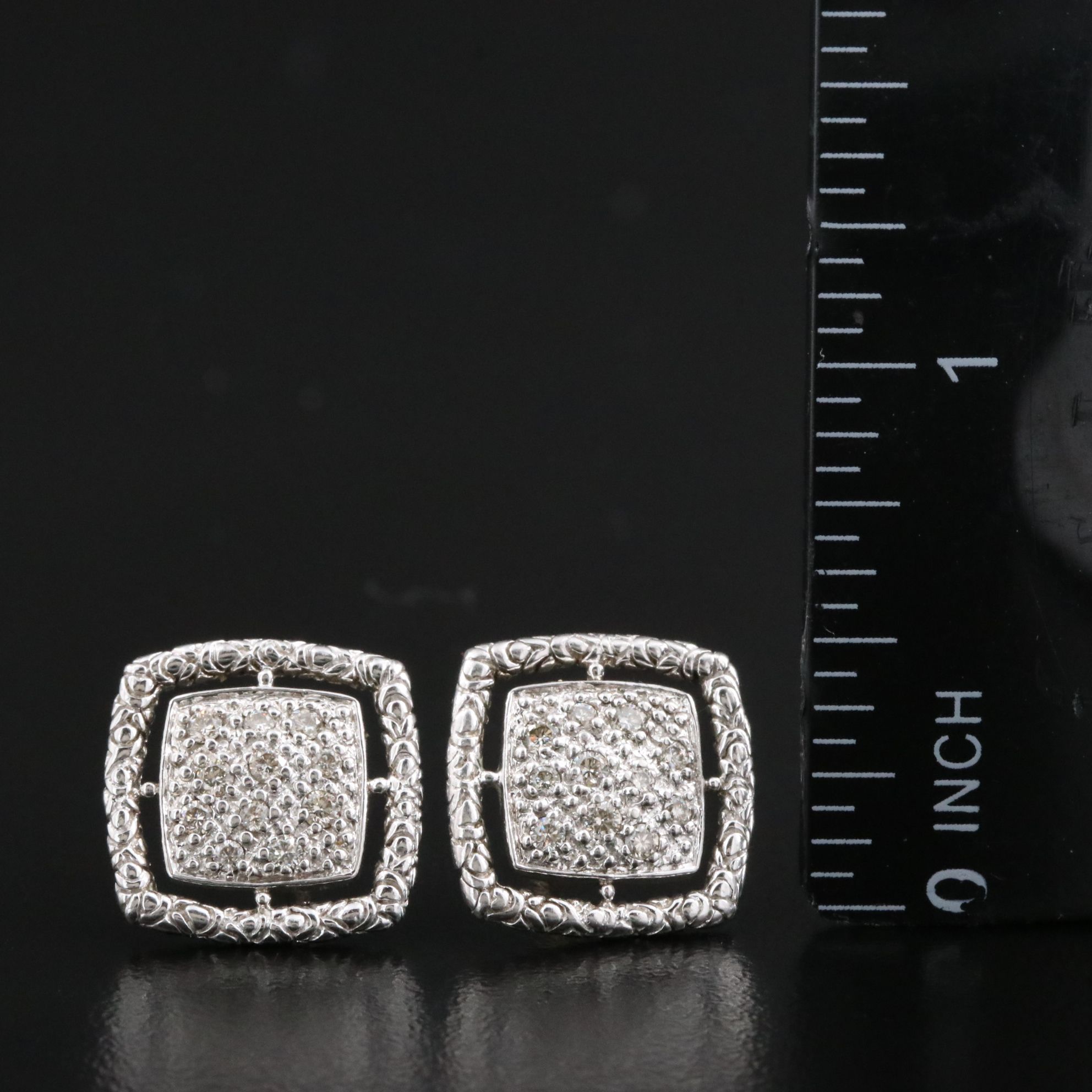 John Hardy Naga Sterling Diamond Pavé Square Earrings