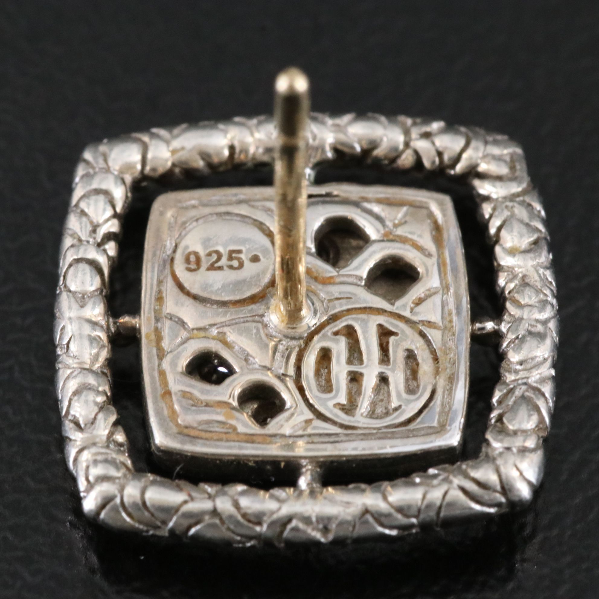 John Hardy Naga Sterling Diamond Pavé Square Earrings