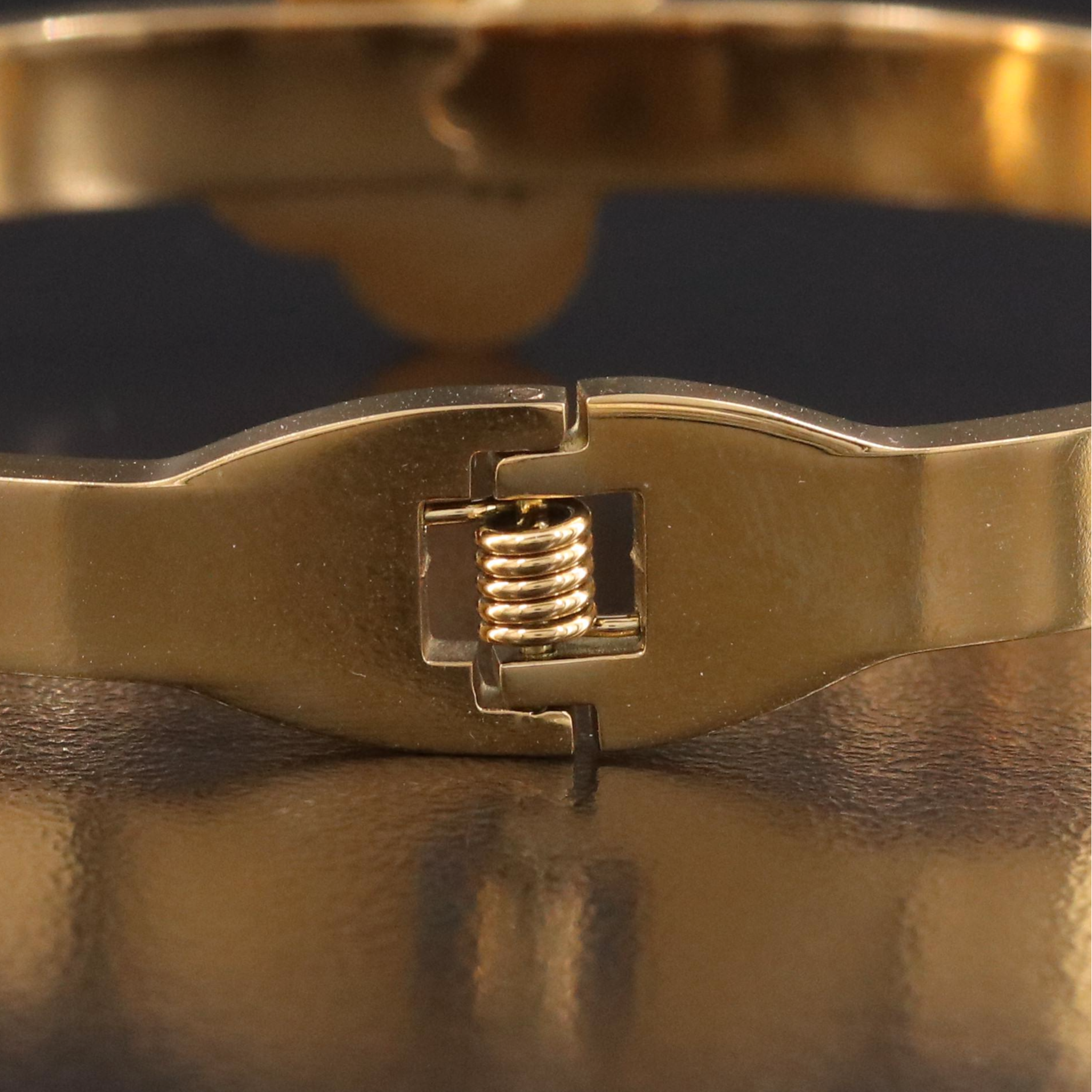 Quatrefoil Quartz and Rhinestone Hinged Bangle Bracelet