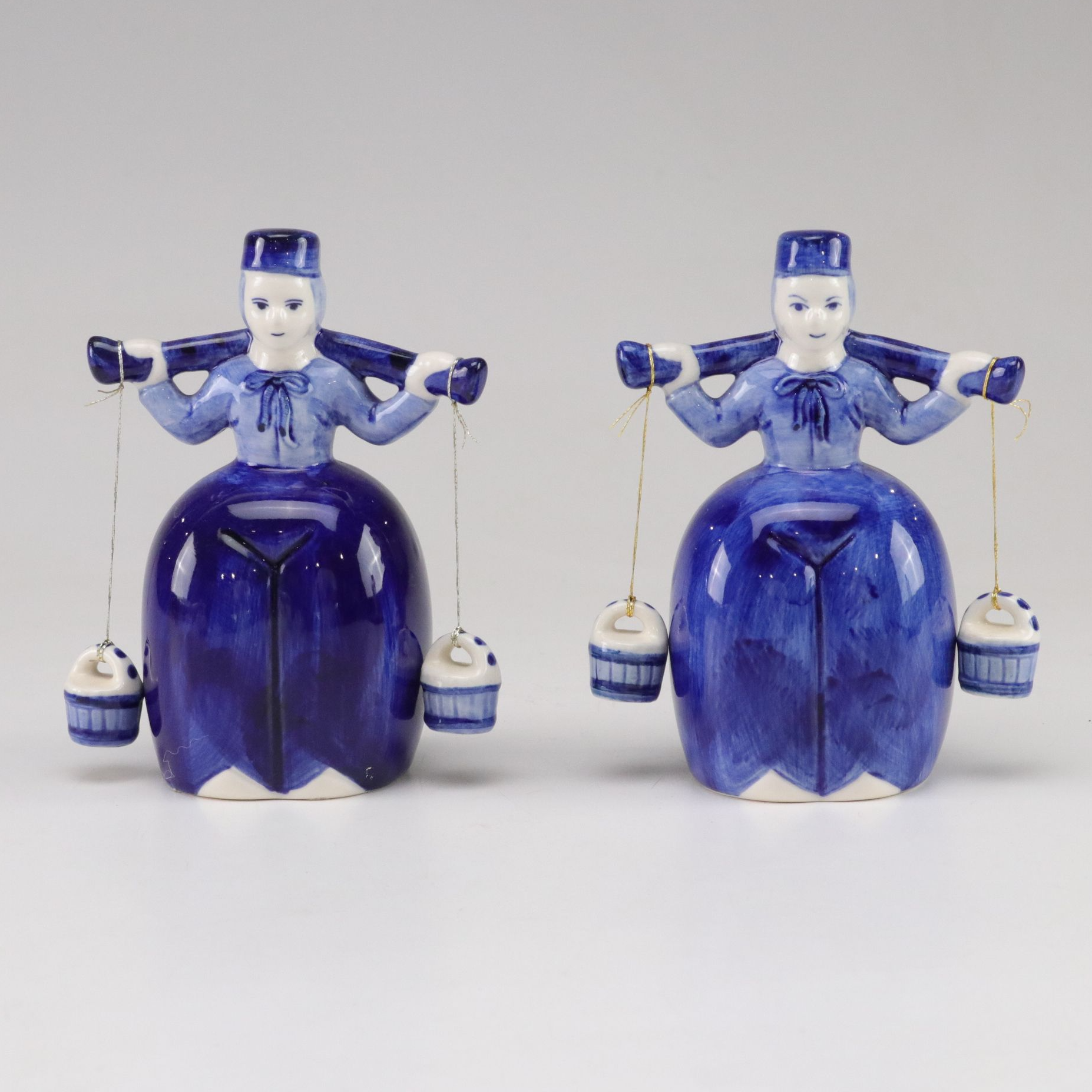 Delft Blue Hand-Painted Milkmaid Bells, Little Musician Figures and More
