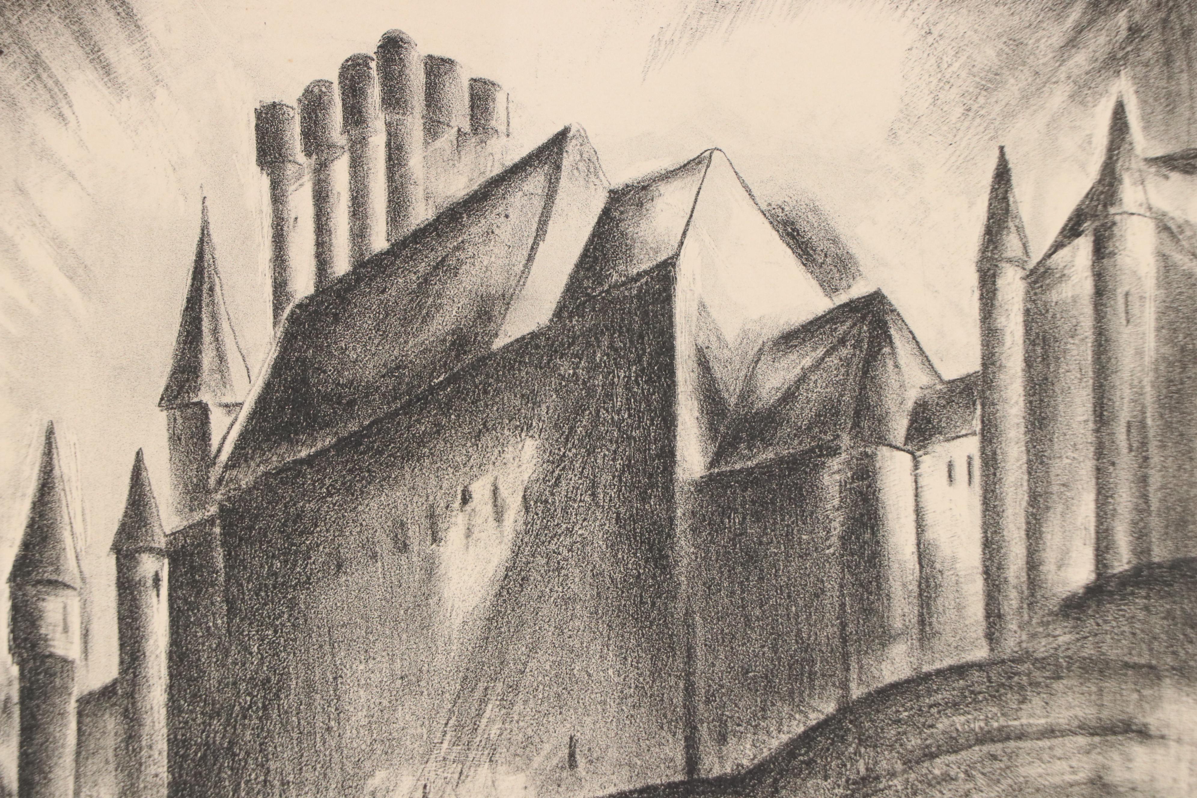 Herbert Sanborn Lithograph "Alacazar Segovia" and Other Lithograph, 20th Century