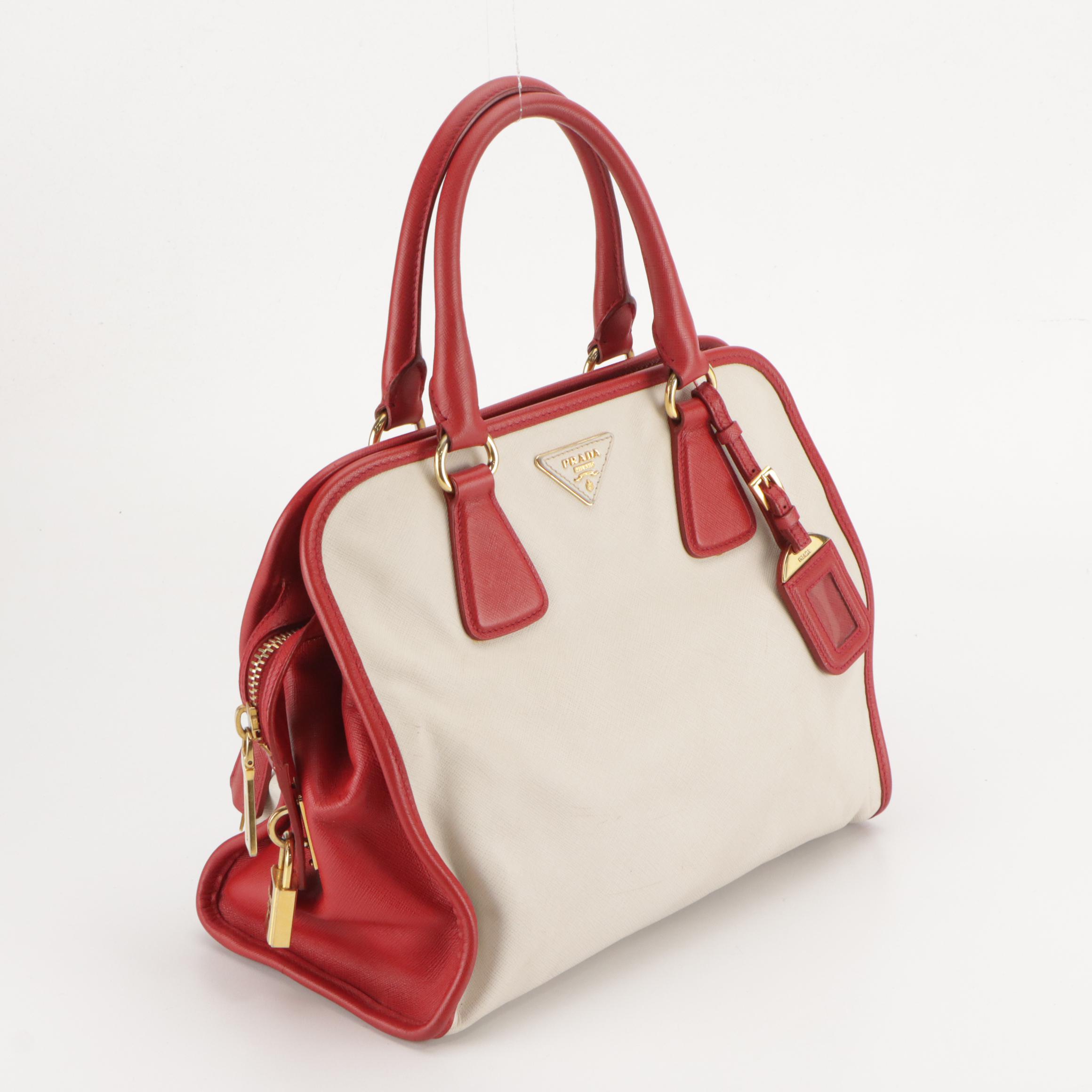 Prada Bicolor Saffiano Leather Handbag