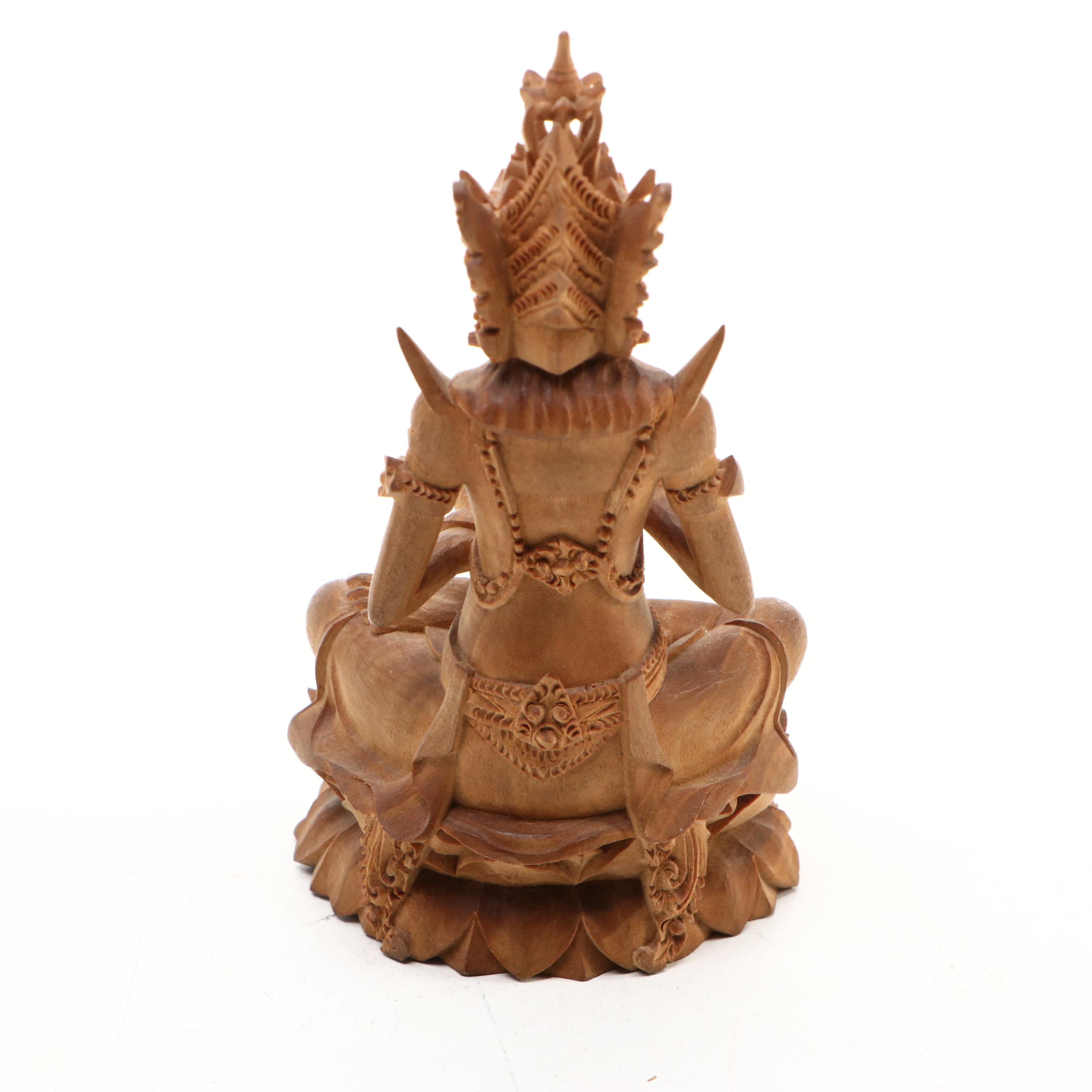 Southeast Asian Style Carved Wood Shiva Statue